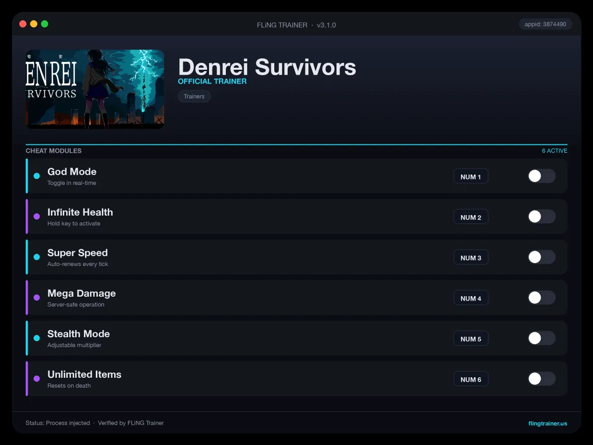 Denrei Survivors Trainer interface