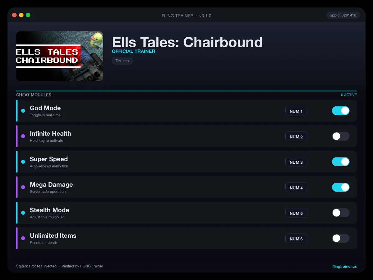 Ells Tales: Chairbound Trainer interface