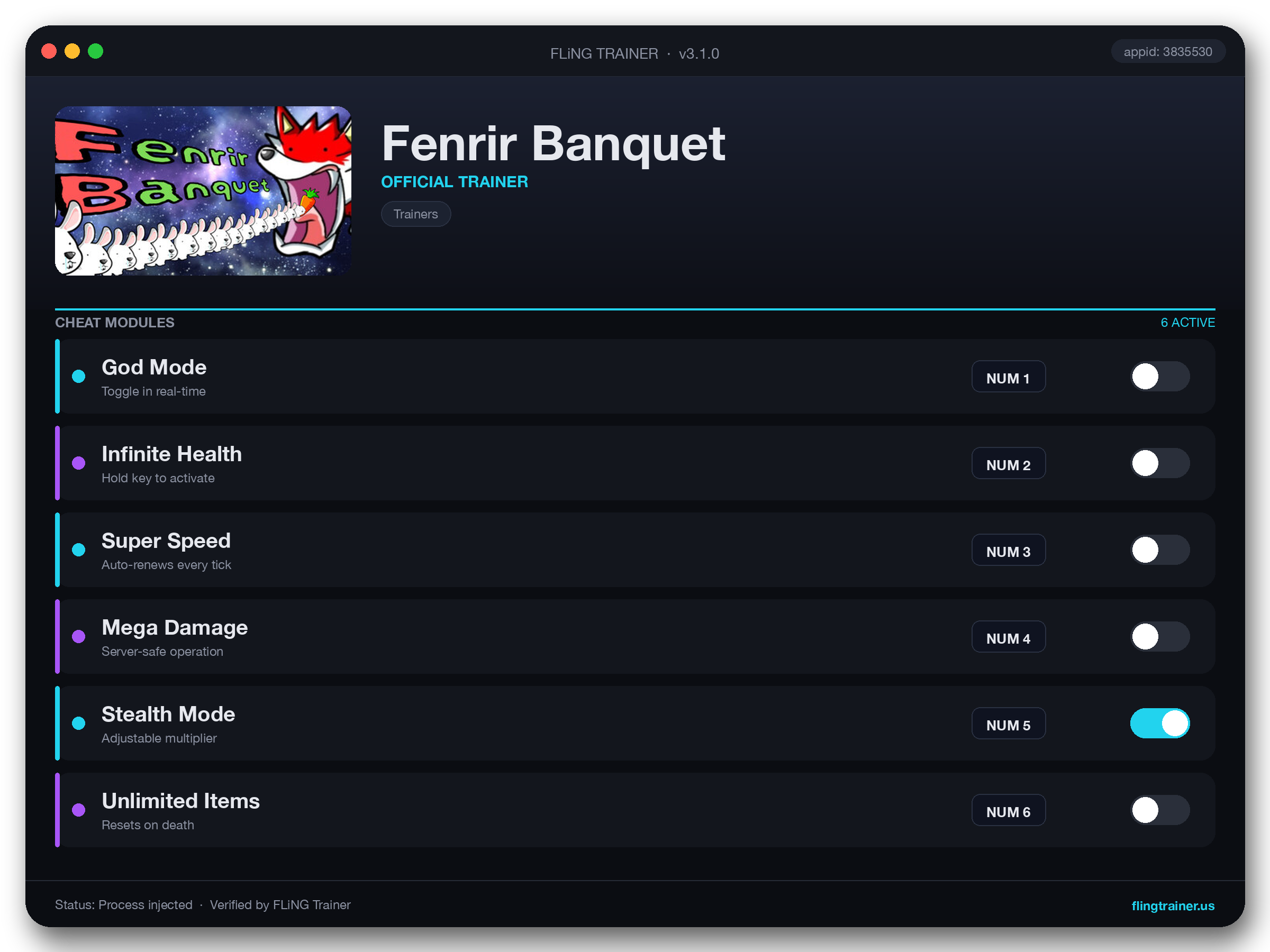 Fenrir Banquet Trainer interface