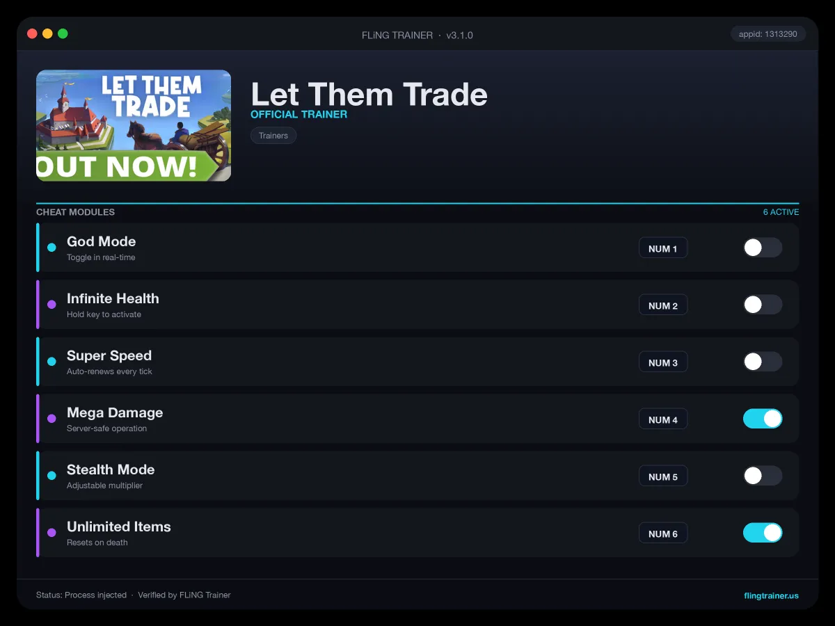 Let Them Trade Trainer interface