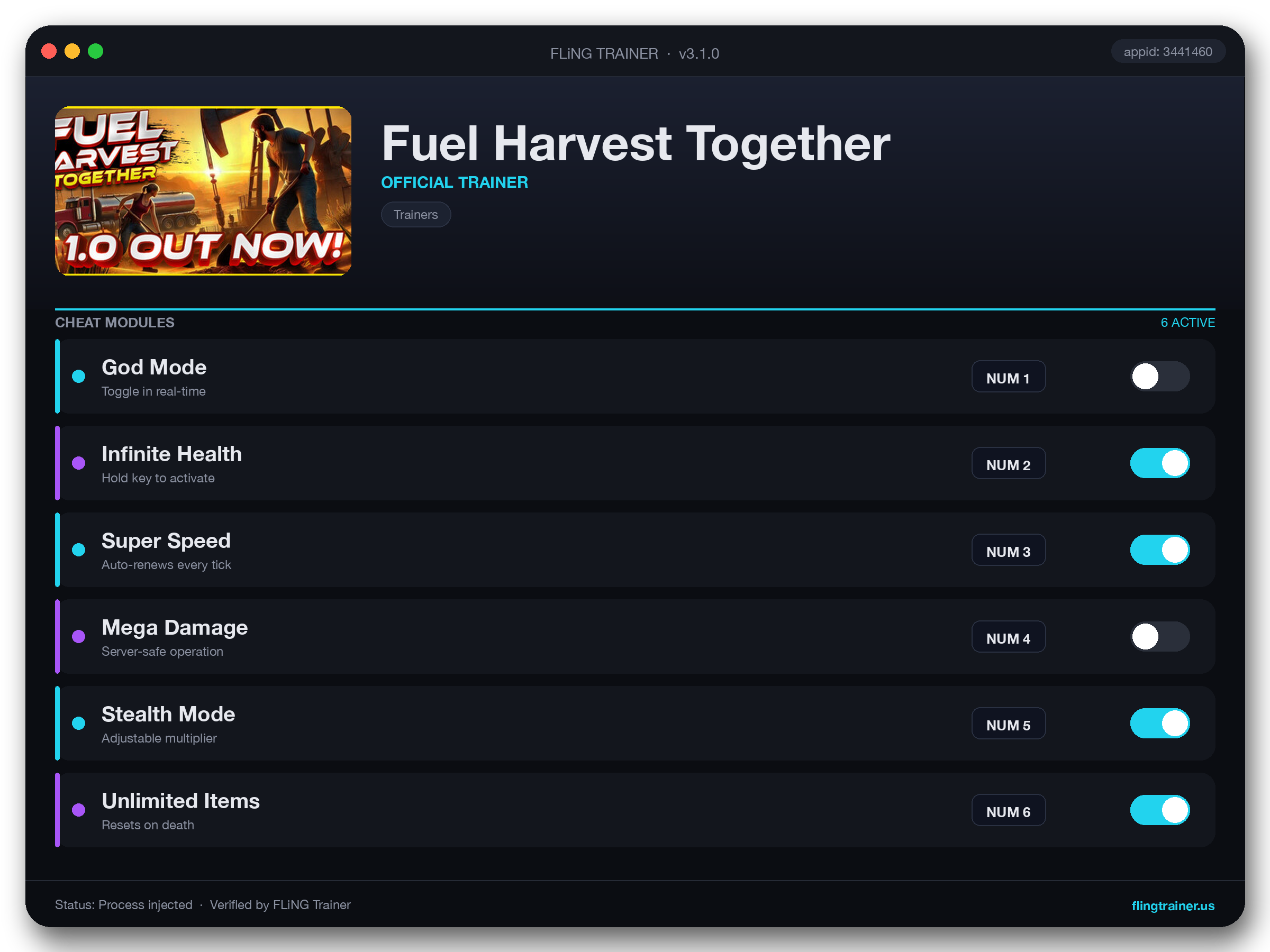 Fuel Harvest Together Trainer interface