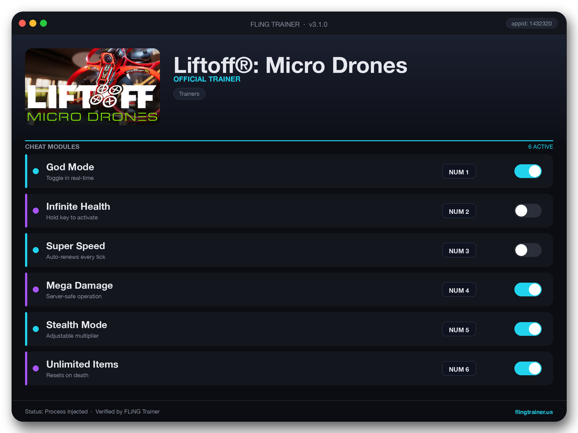 Liftoff®: Micro Drones Trainer interface