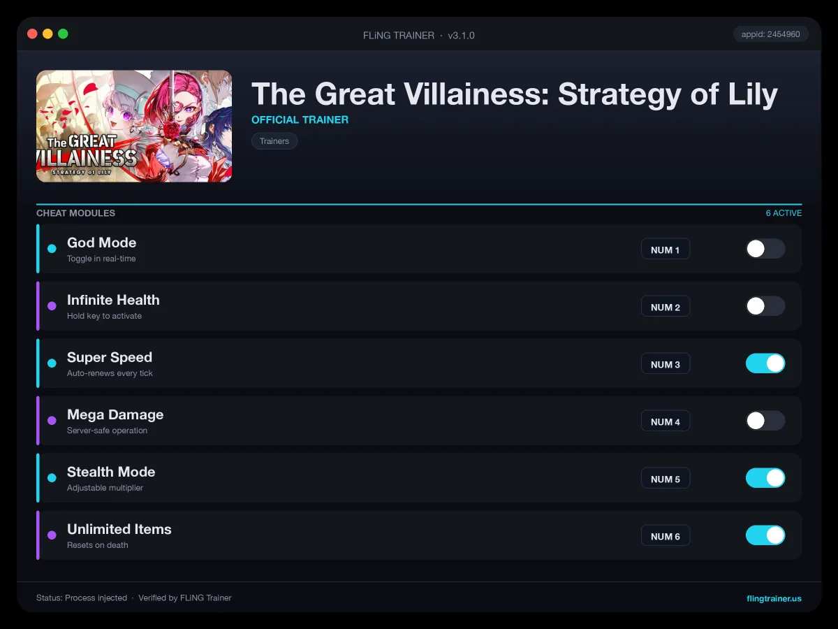 The Great Villainess: Strategy of Lily Trainer interface