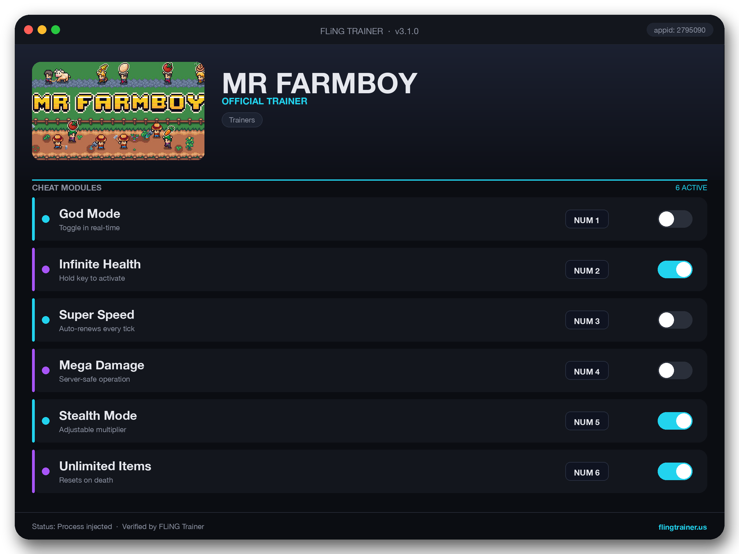 MR FARMBOY Trainer interface