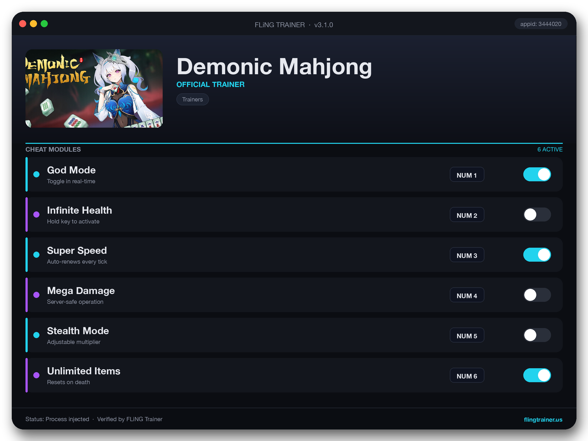 Demonic Mahjong Trainer interface