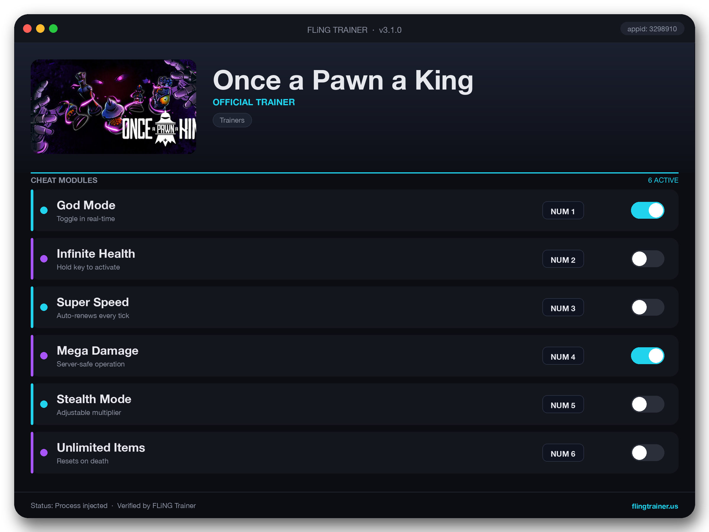 Once a Pawn a King Trainer interface