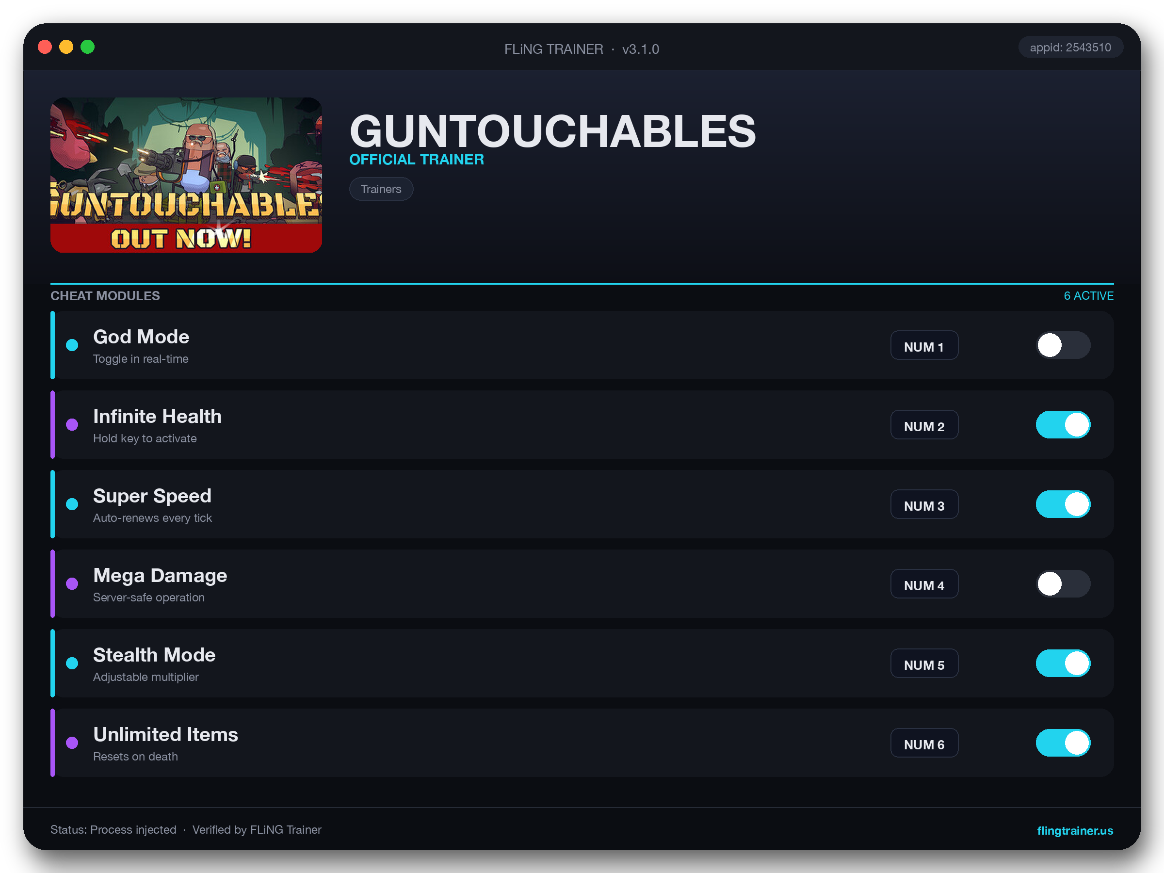 GUNTOUCHABLES Trainer interface