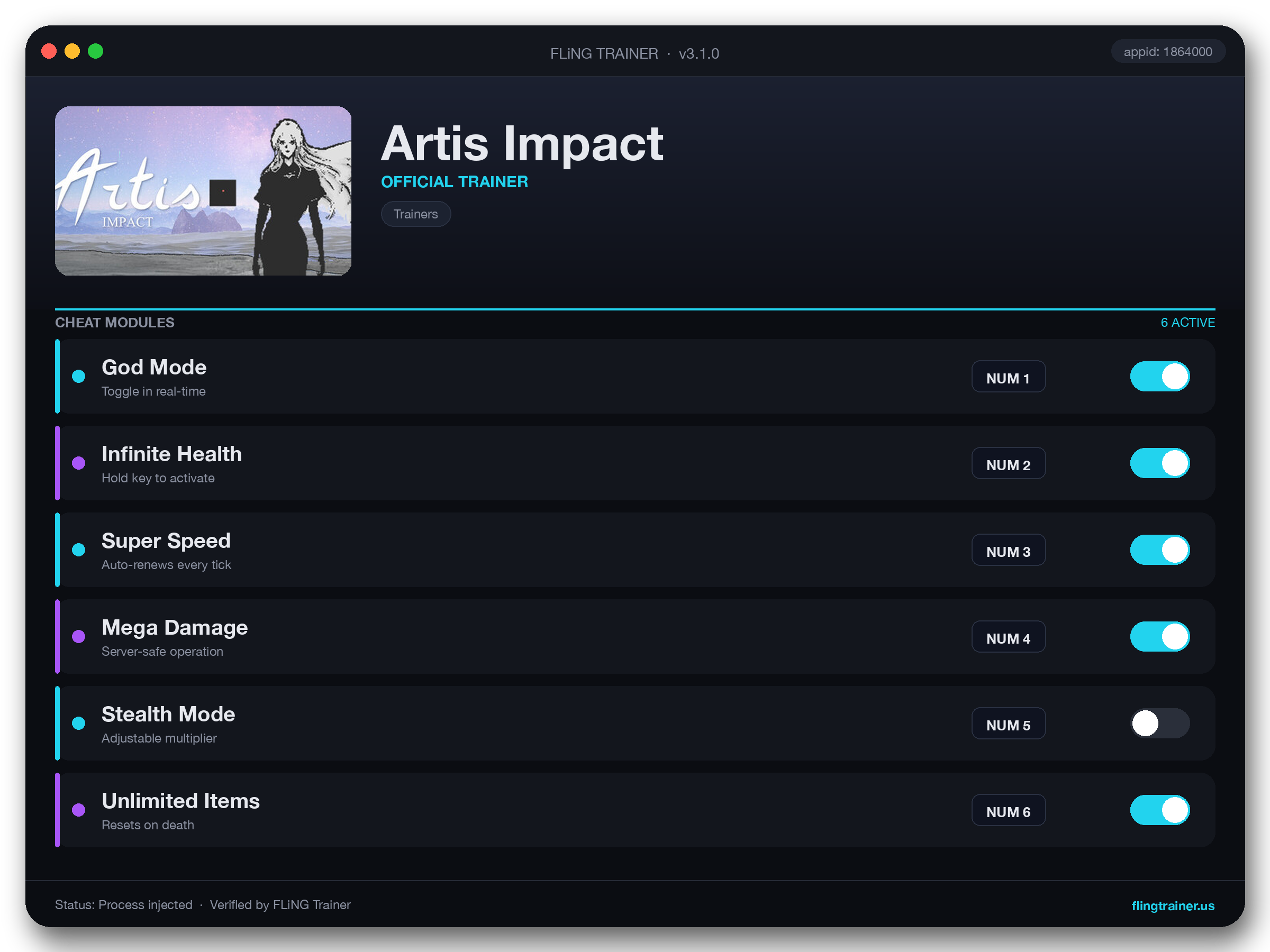 Artis Impact Trainer interface