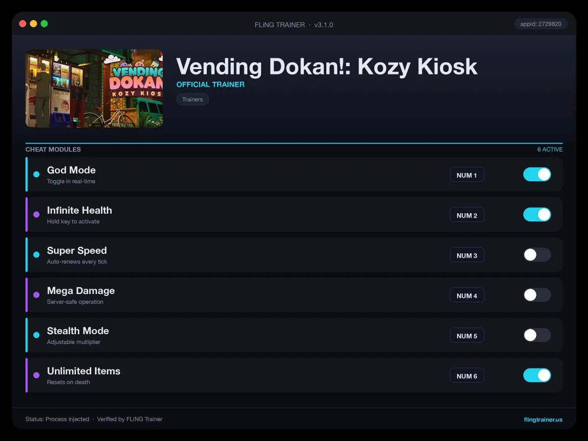 Vending Dokan!: Kozy Kiosk Trainer interface