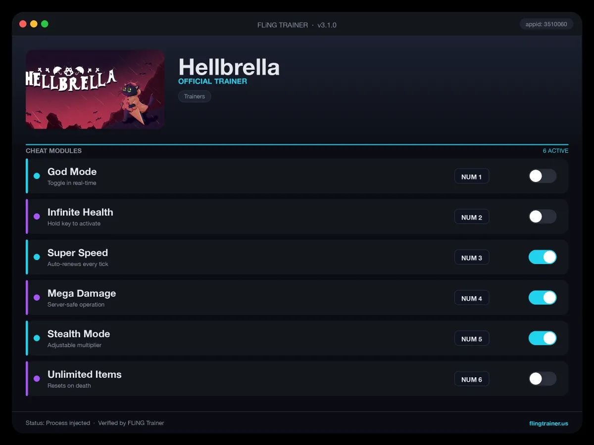 Hellbrella Trainer interface