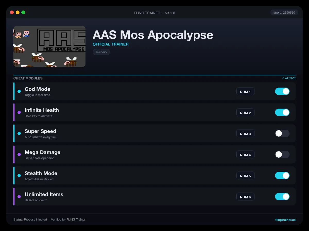 AAS Mos Apocalypse Trainer interface