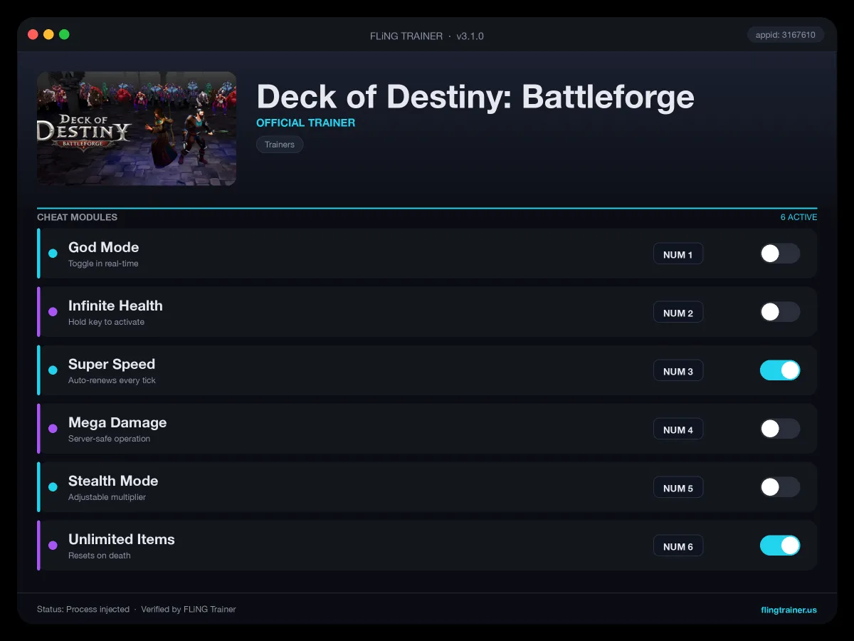 Deck of Destiny: Battleforge Trainer interface