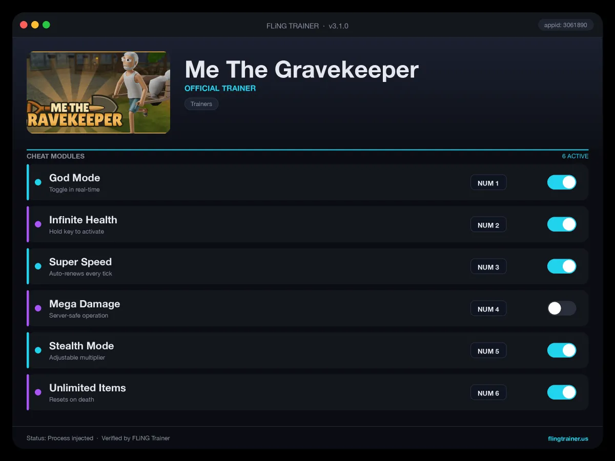 Me The Gravekeeper Trainer interface
