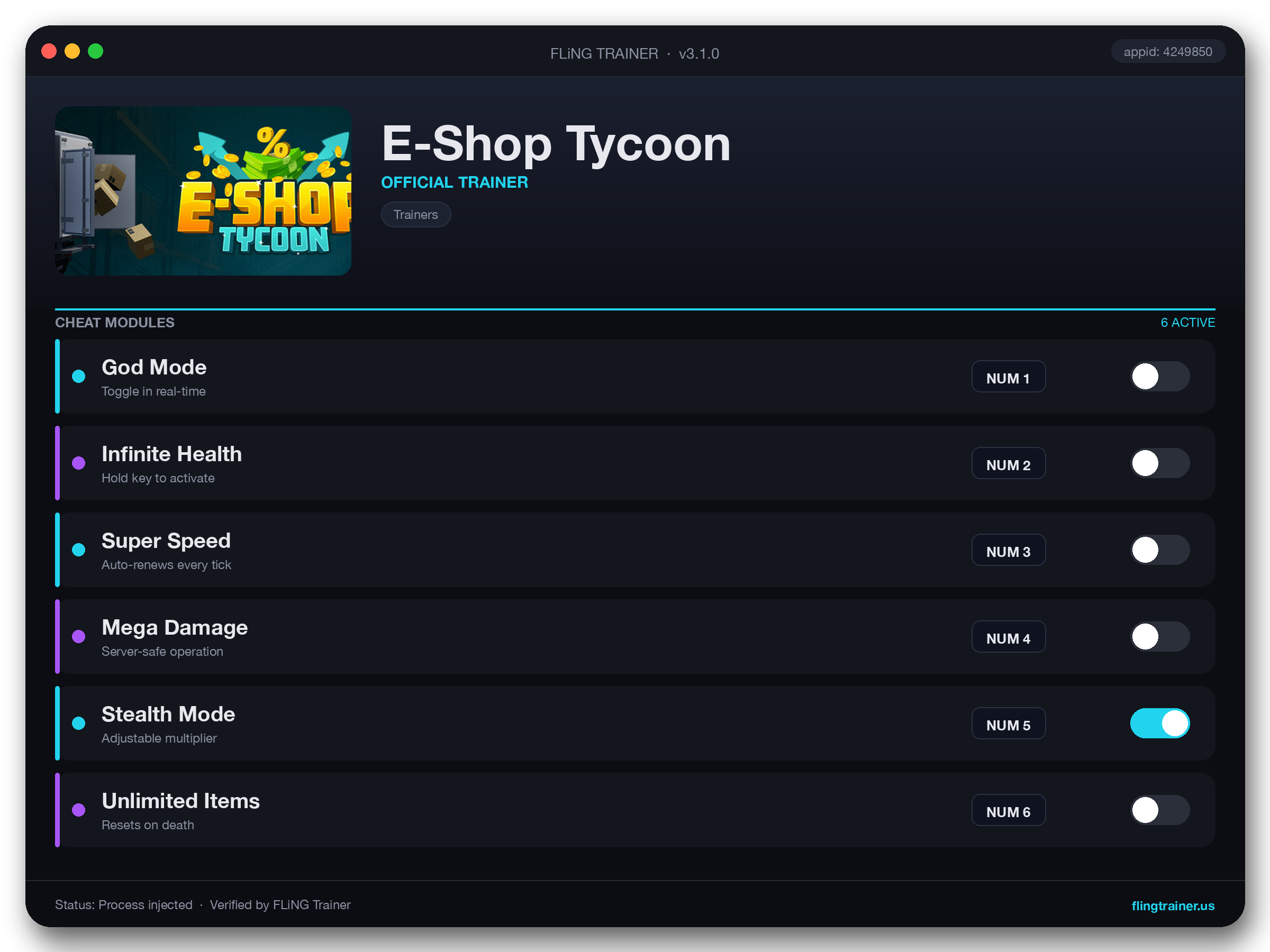 E-Shop Tycoon Trainer interface