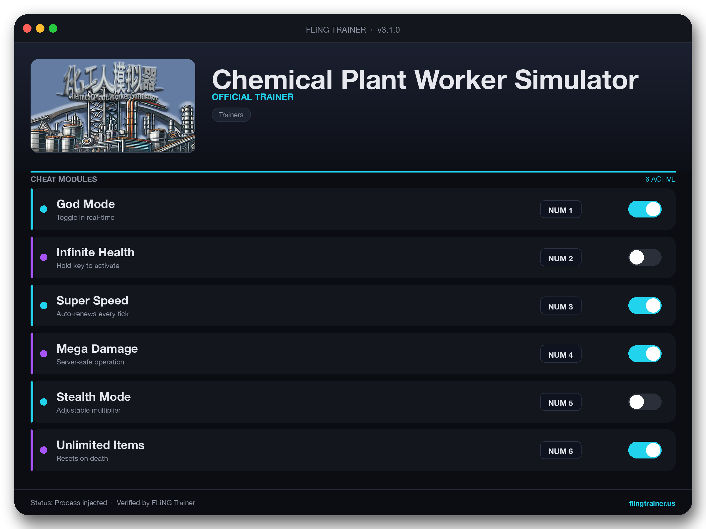 Chemical Plant Worker Simulator Trainer interface