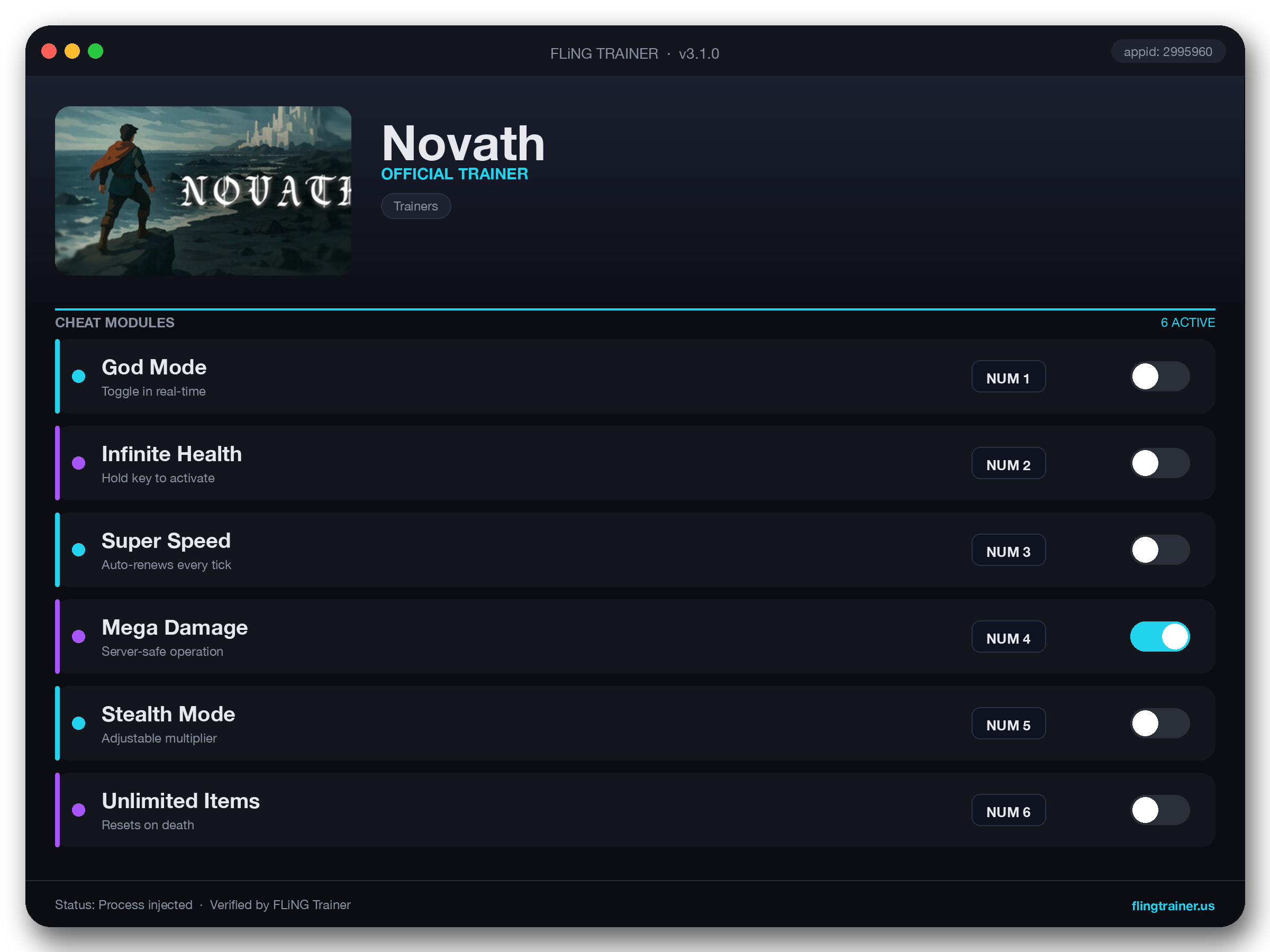 Novath Trainer interface