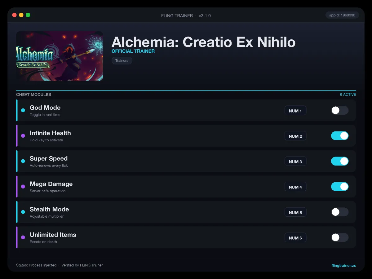 Alchemia: Creatio Ex Nihilo Trainer interface