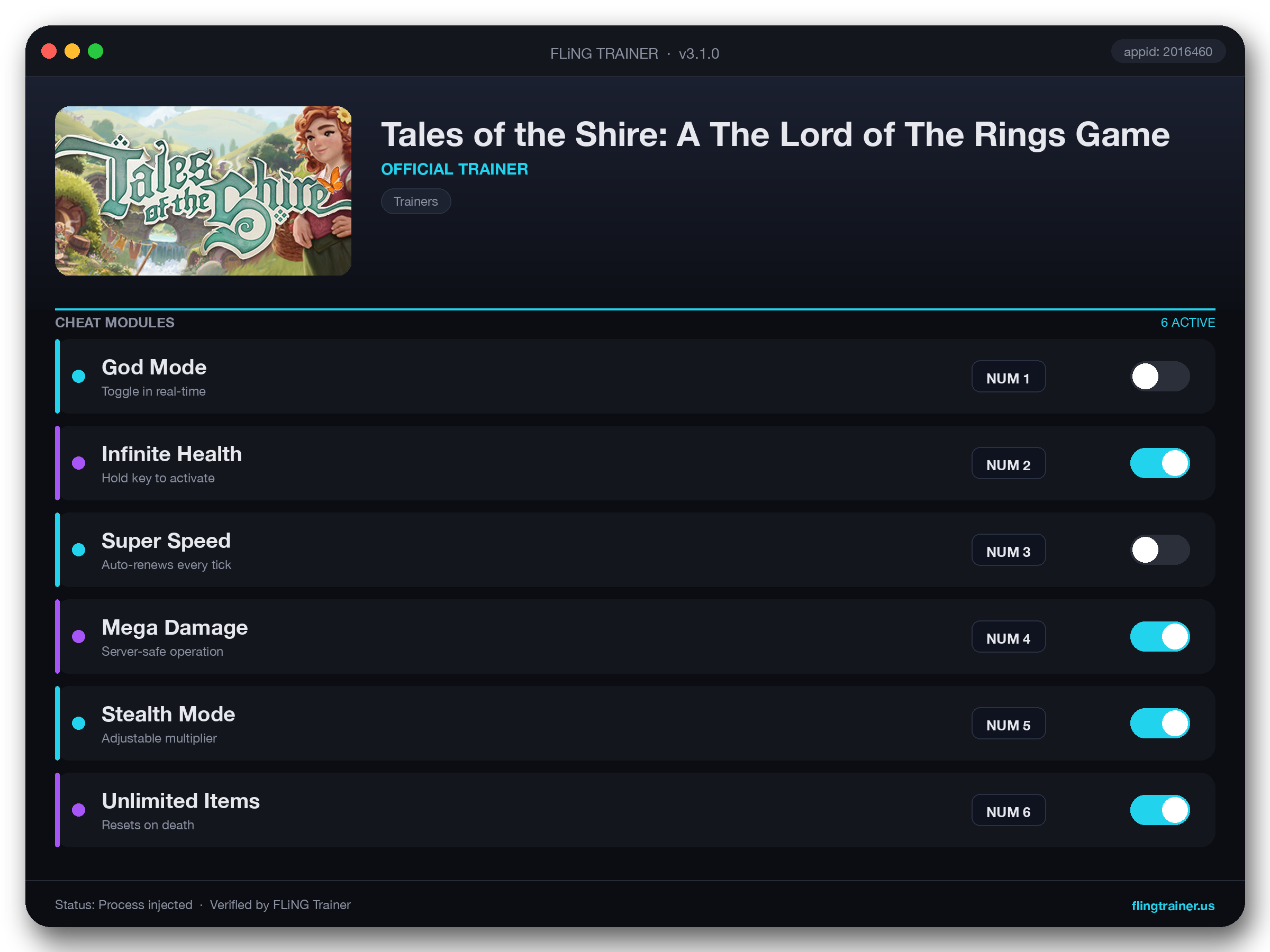 Tales of the Shire: A The Lord of The Rings Game Trainer interface