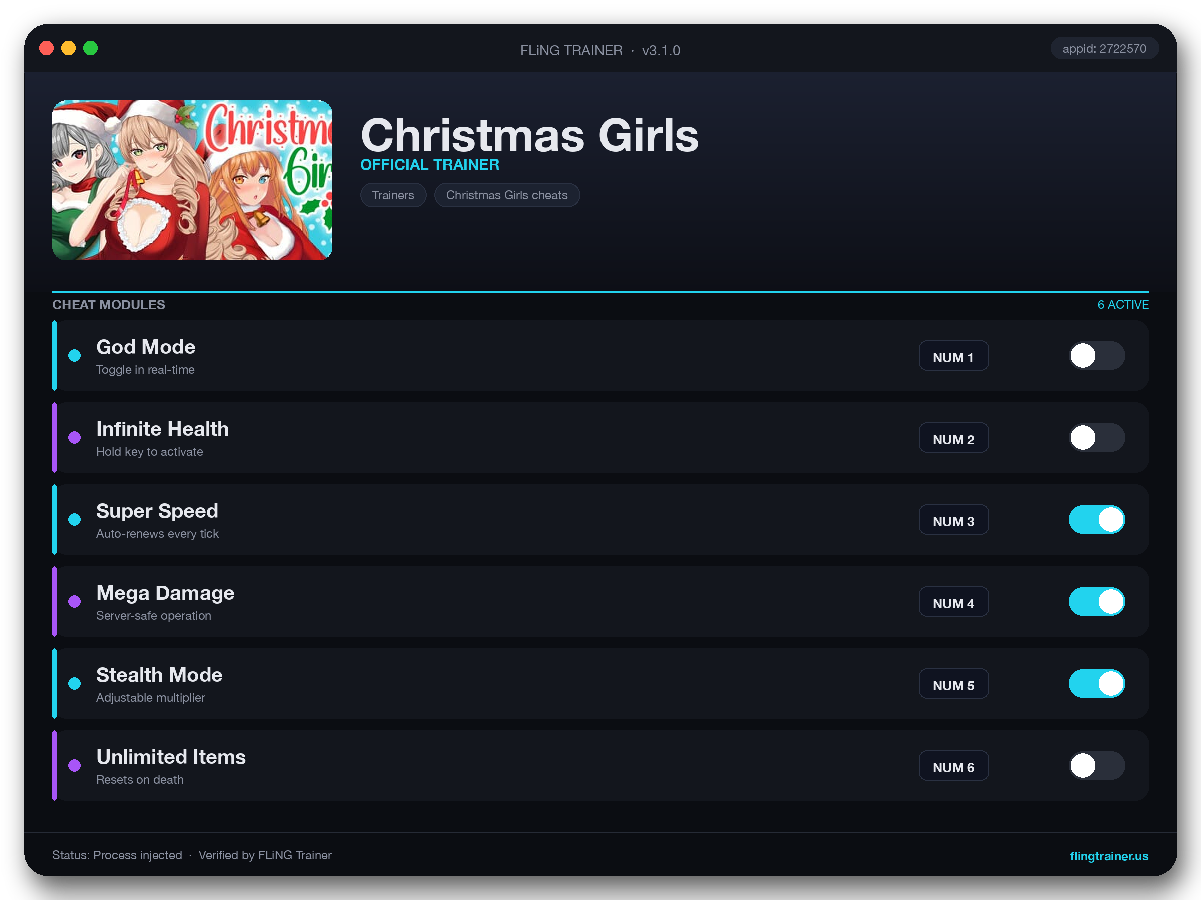Christmas Girls Trainer interface
