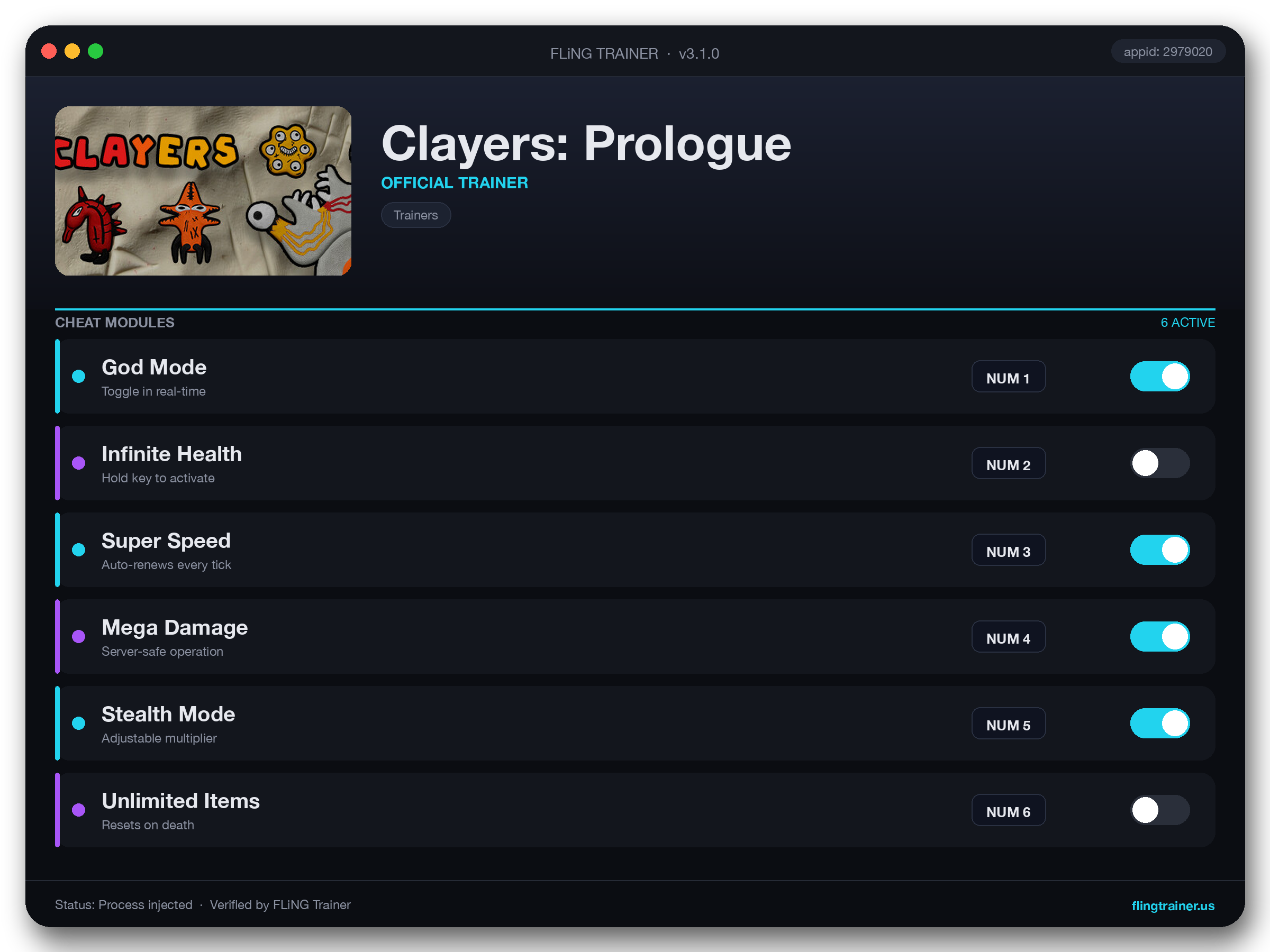 Clayers: Prologue Trainer interface