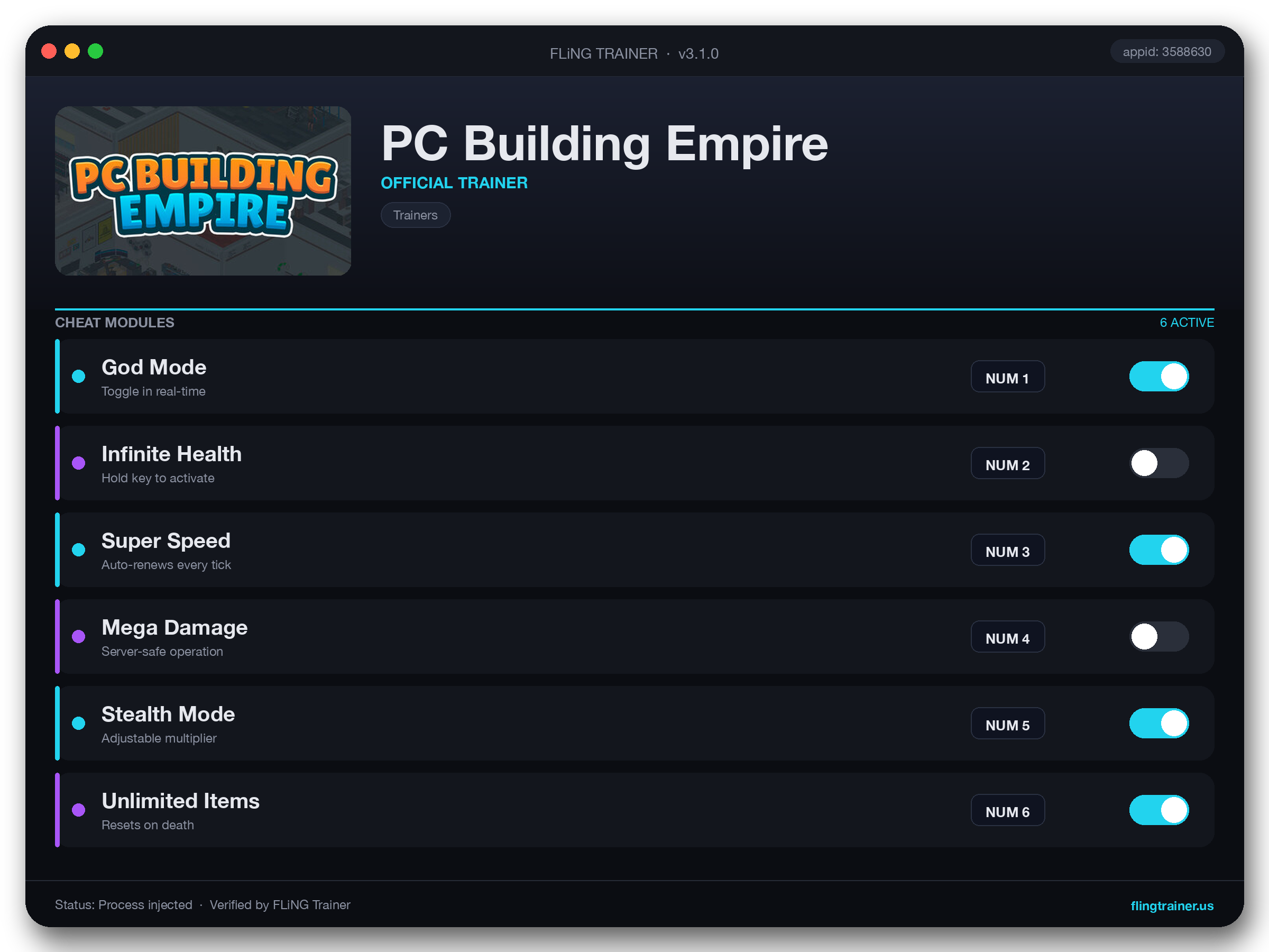 PC Building Empire Trainer interface