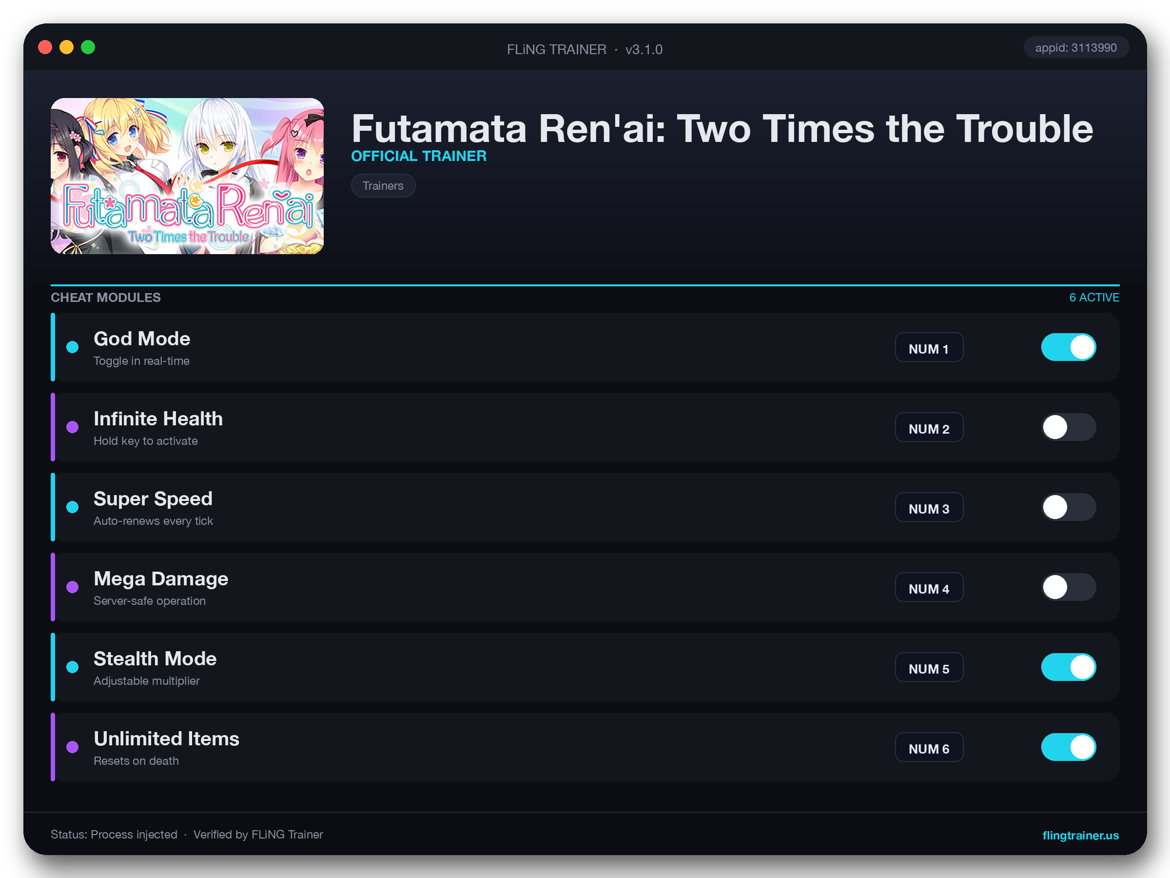 Futamata Ren'ai: Two Times the Trouble Trainer interface