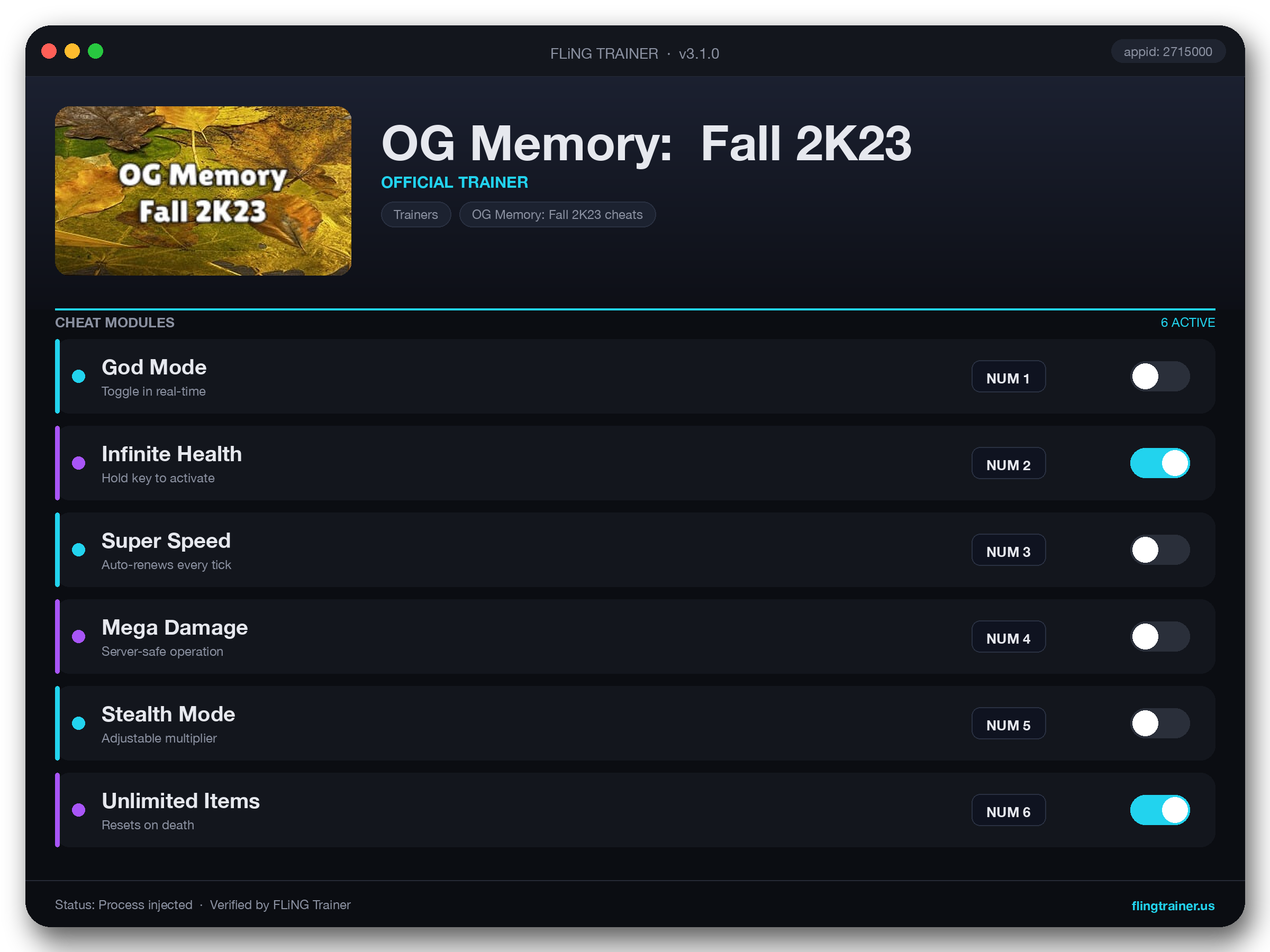 OG Memory:  Fall 2K23 Trainer interface