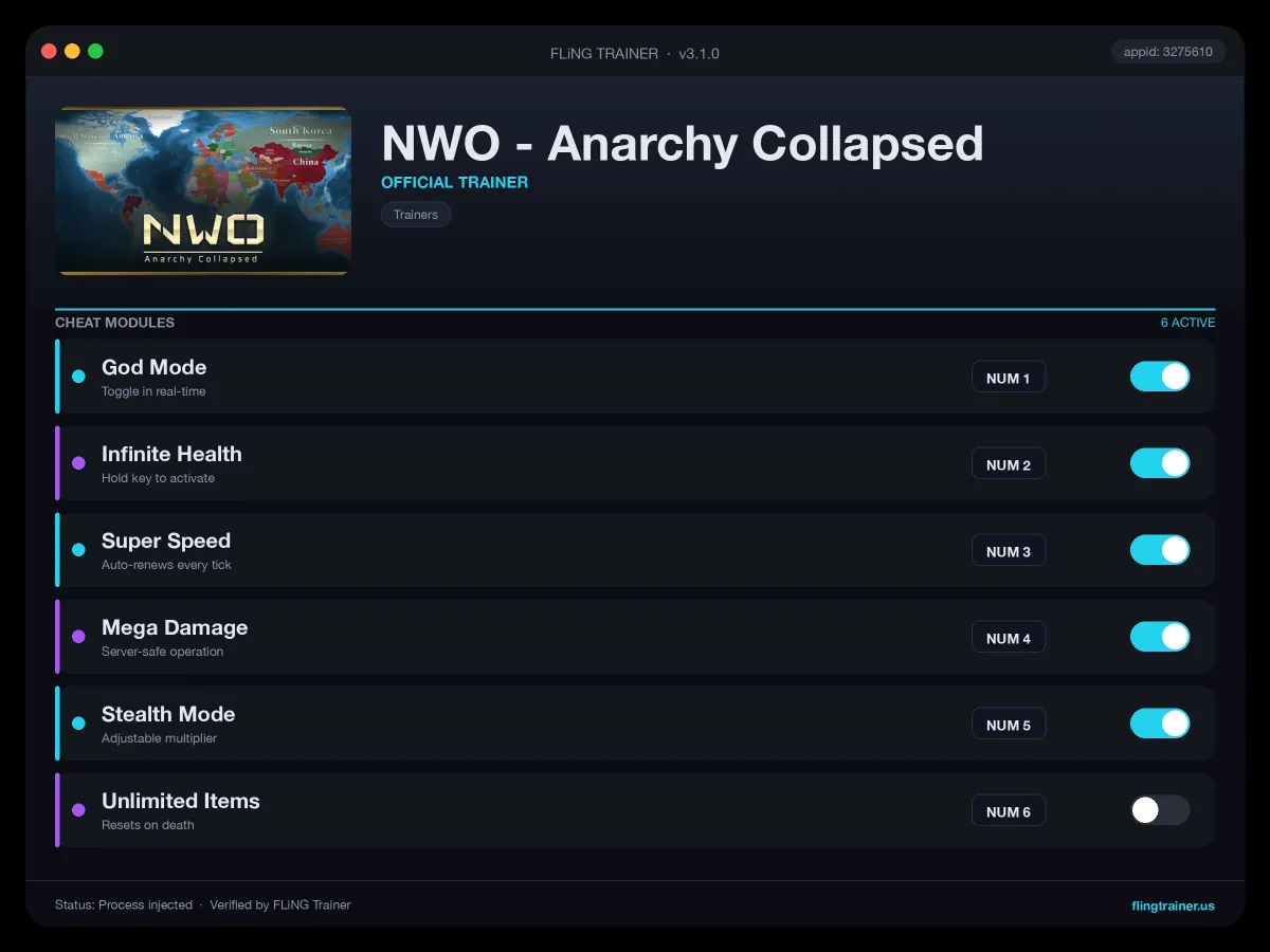 NWO - Anarchy Collapsed Trainer interface