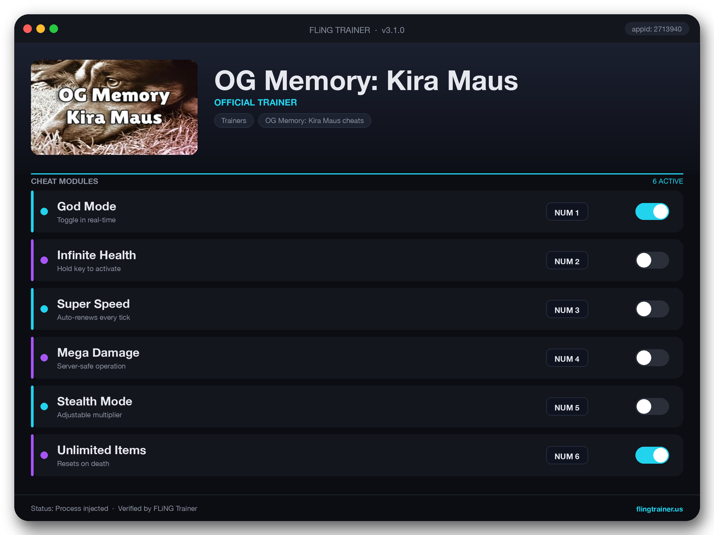 OG Memory: Kira Maus Trainer interface