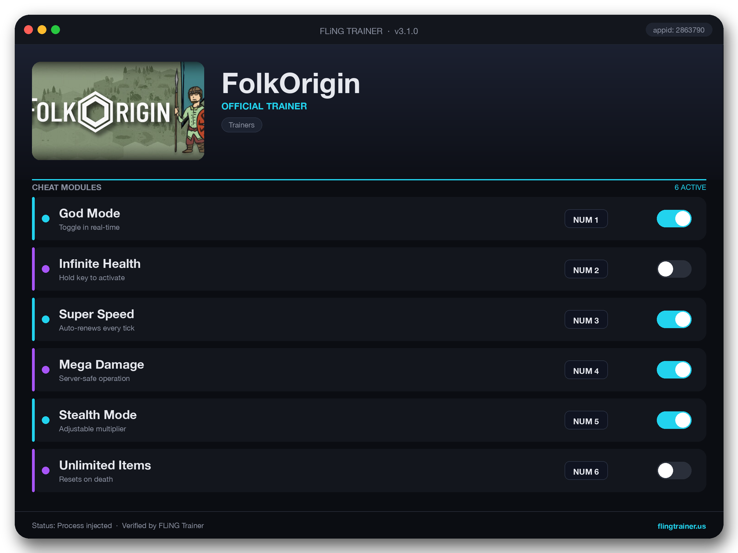 FolkOrigin Trainer interface