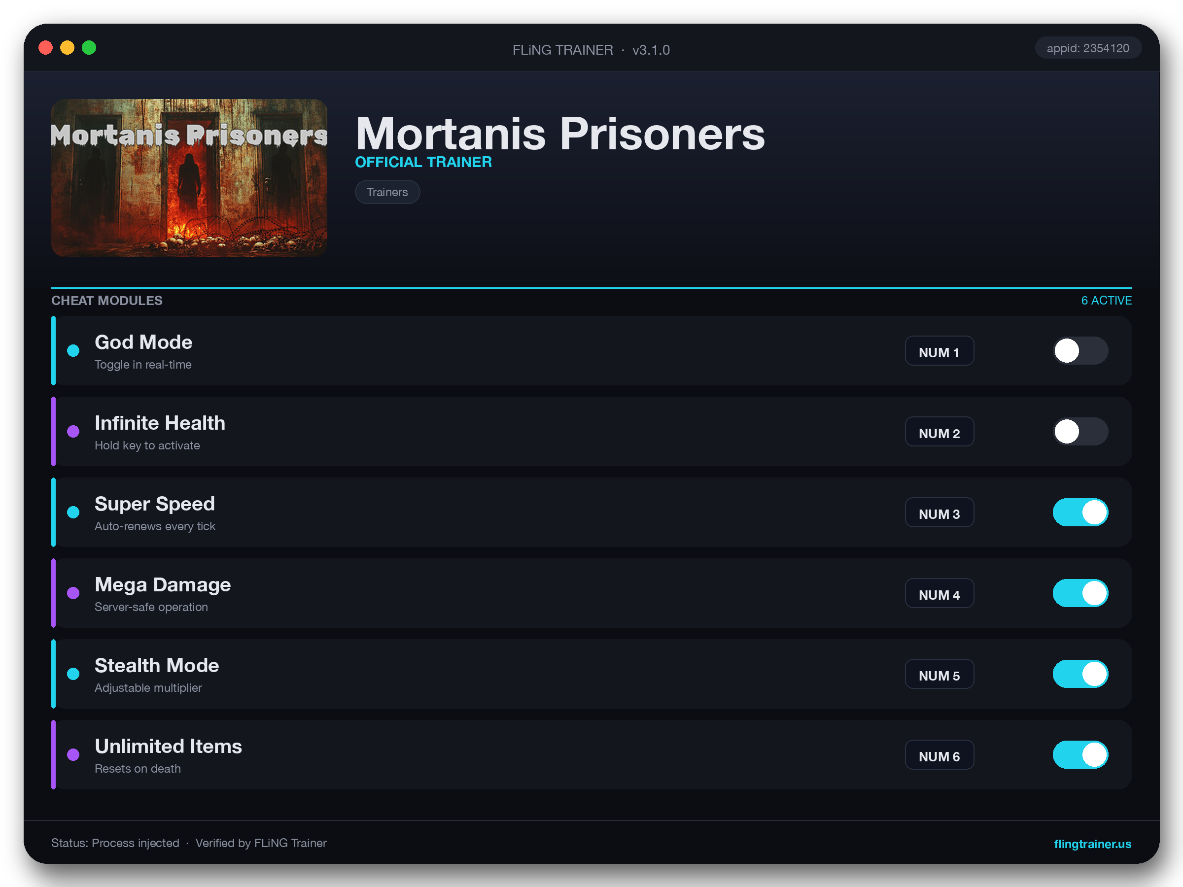 Mortanis Prisoners Trainer interface