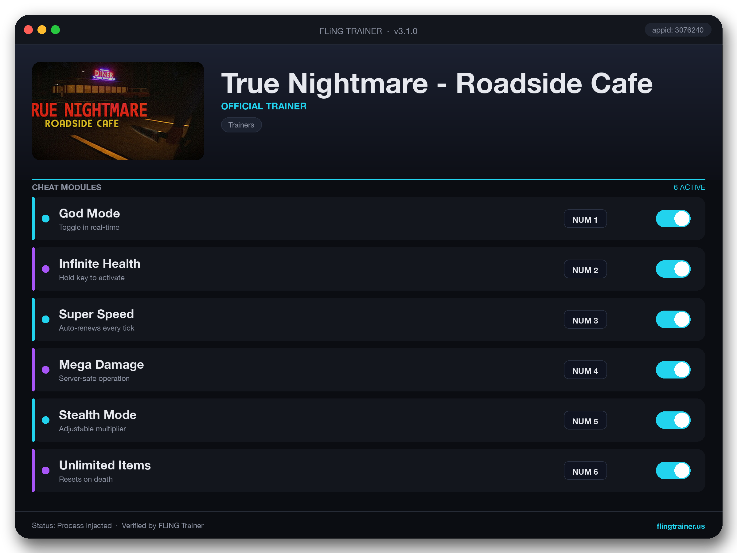 True Nightmare - Roadside Сafe Trainer interface