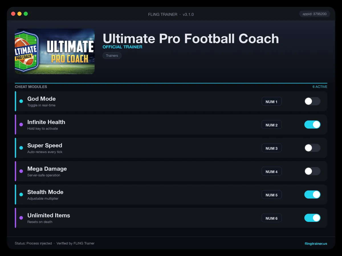 Ultimate Pro Football Coach Trainer interface