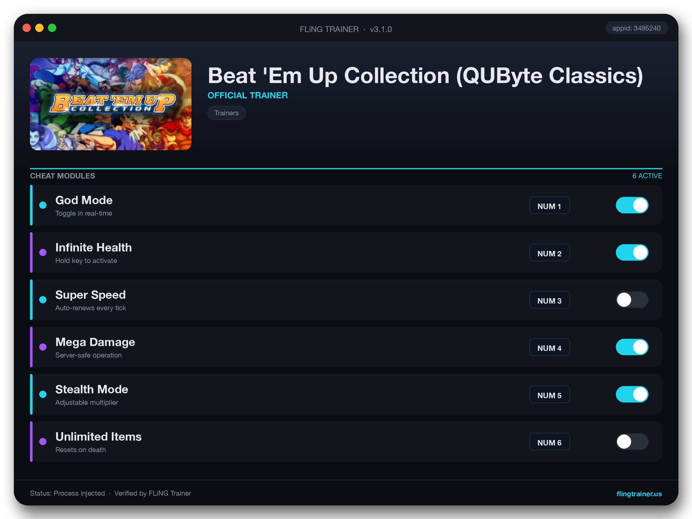 Beat 'Em Up Collection (QUByte Classics) Trainer interface