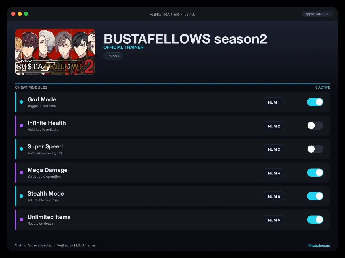 BUSTAFELLOWS season2 Trainer interface