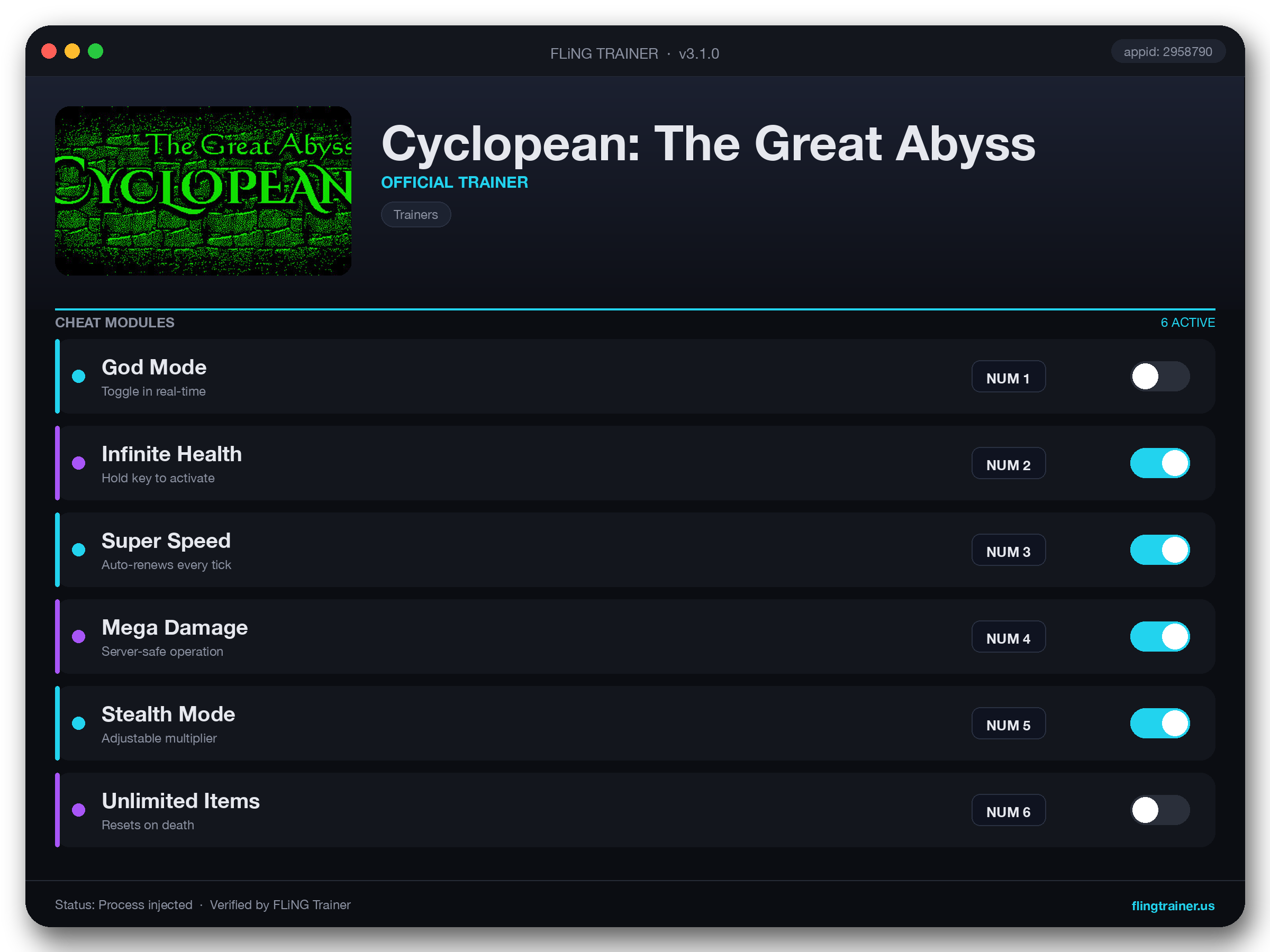 Cyclopean: The Great Abyss Trainer interface
