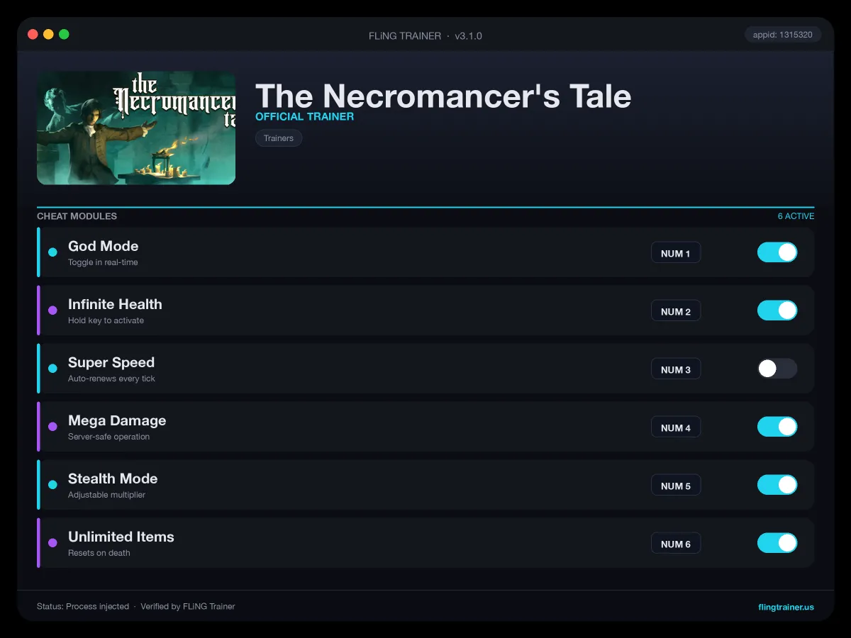 The Necromancer's Tale Trainer interface