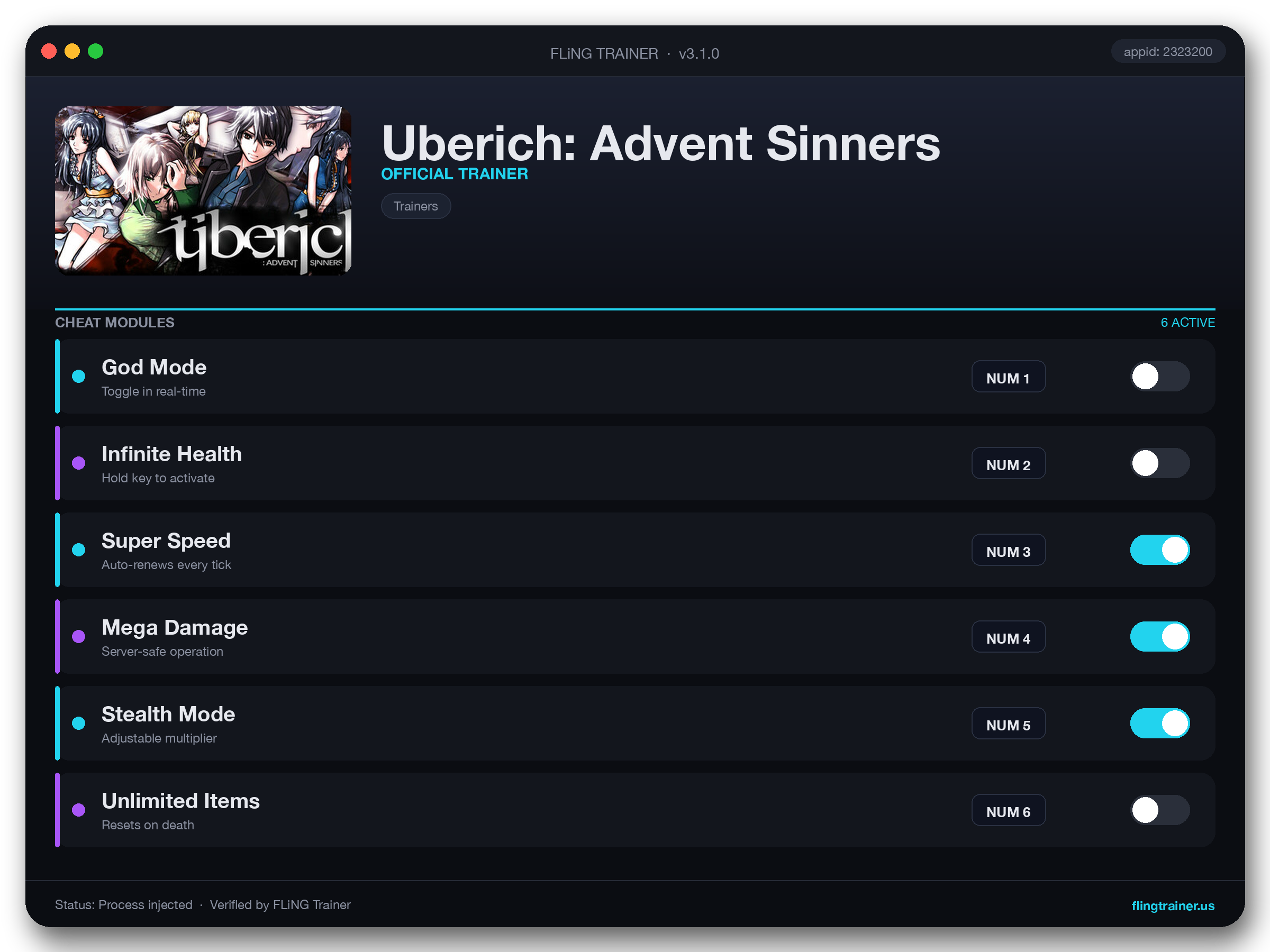 Uberich: Advent Sinners Trainer interface