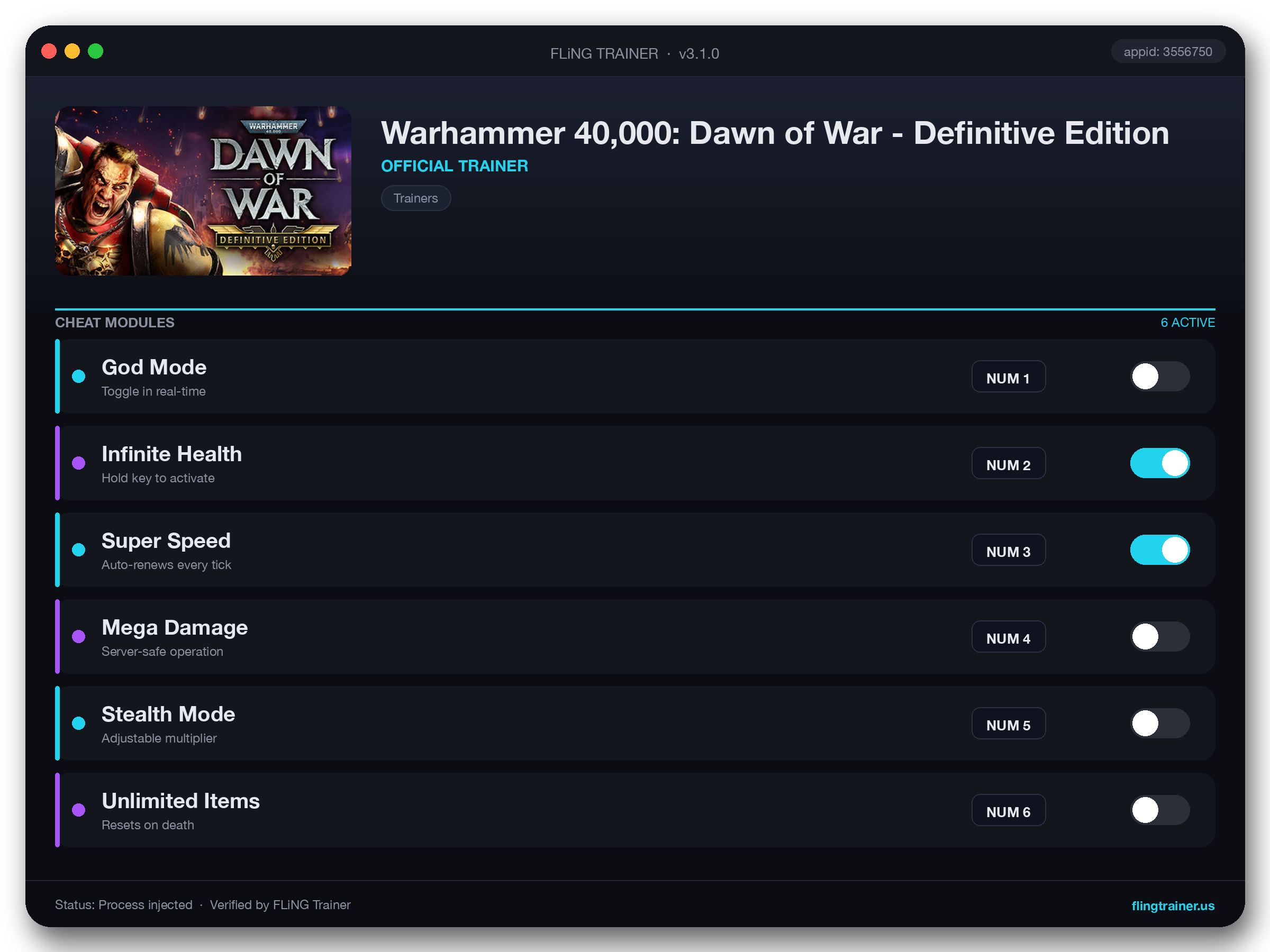 Warhammer 40,000: Dawn of War - Definitive Edition Trainer interface