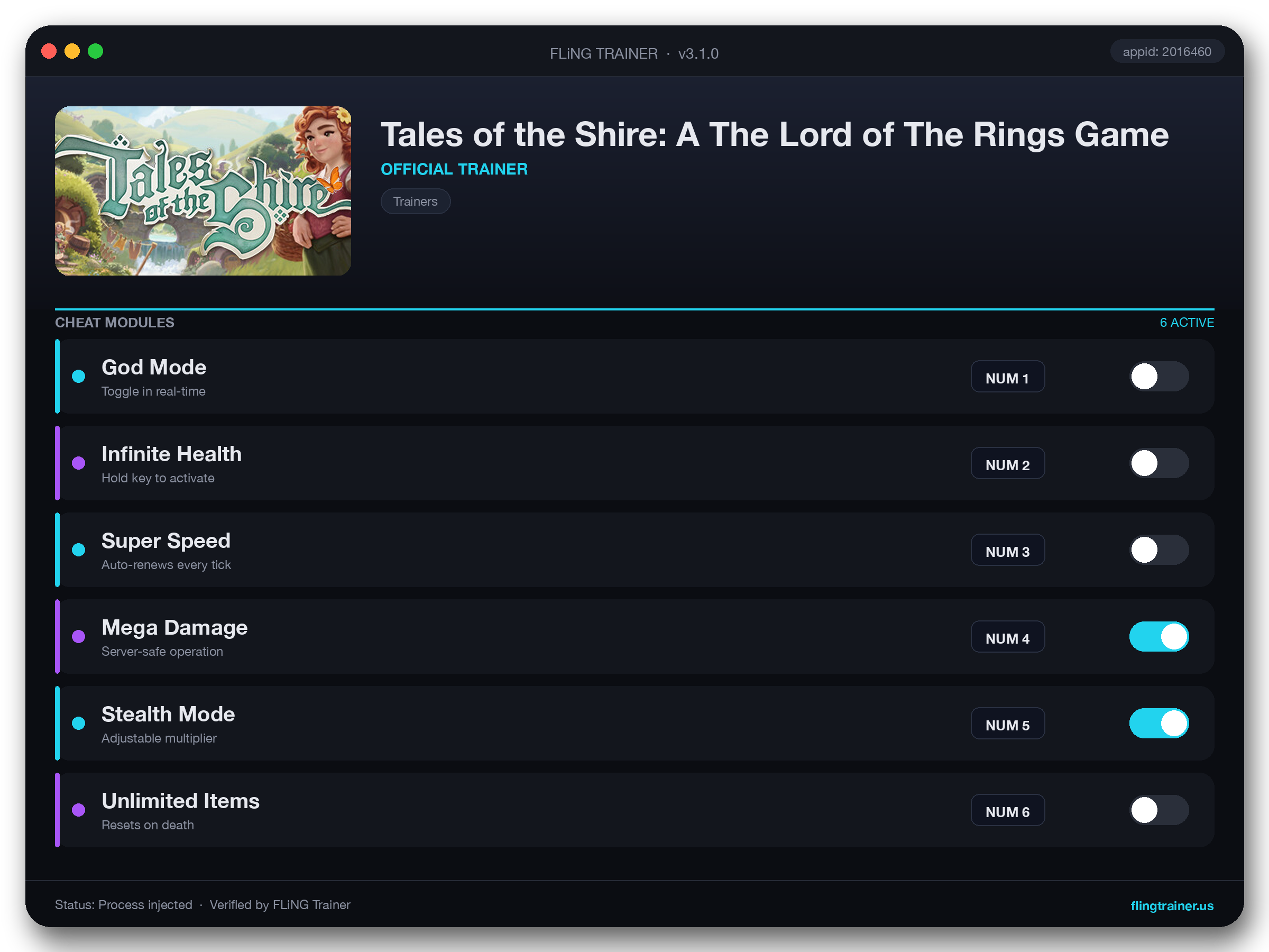 Tales of the Shire: A The Lord of The Rings Game Trainer interface