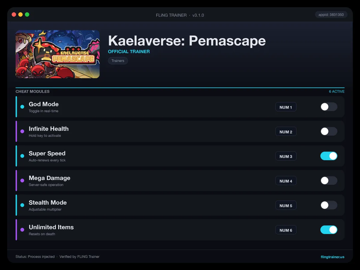 Kaelaverse: Pemascape Trainer interface