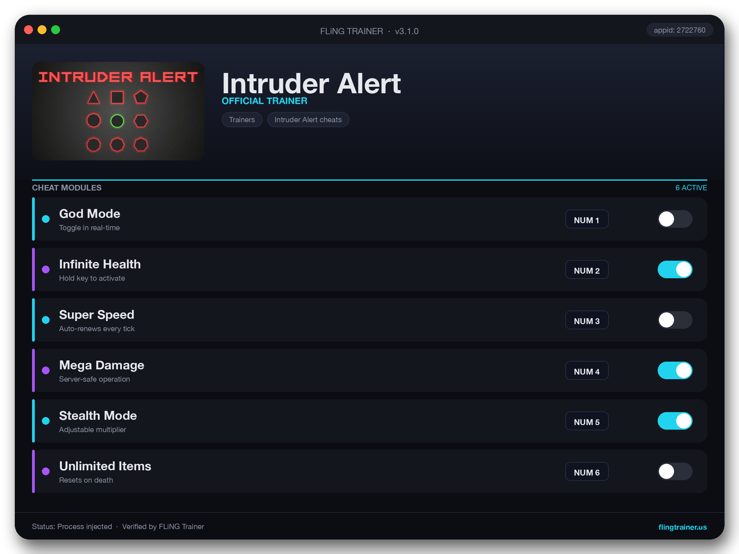 Intruder Alert Trainer interface