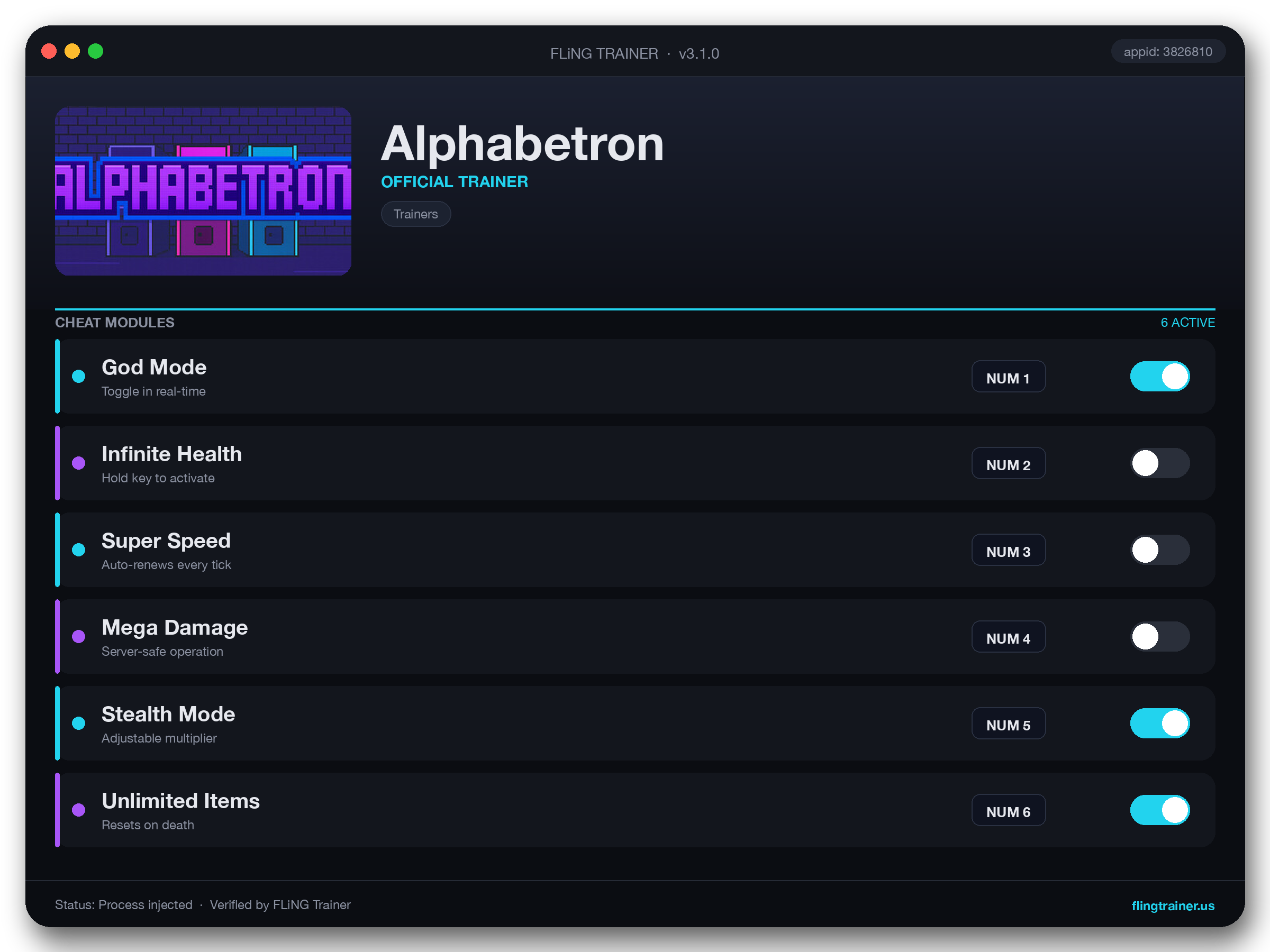 Alphabetron Trainer interface