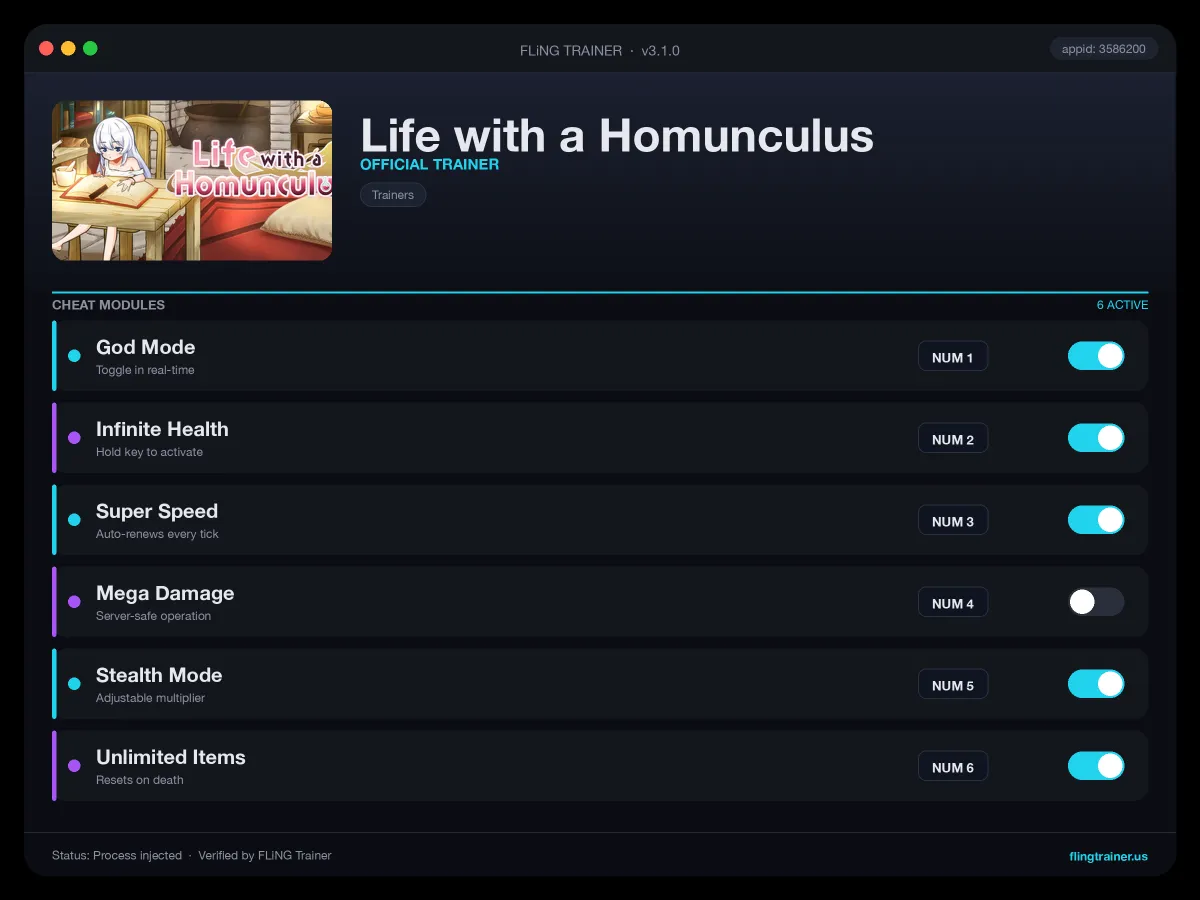 Life with a Homunculus Trainer interface