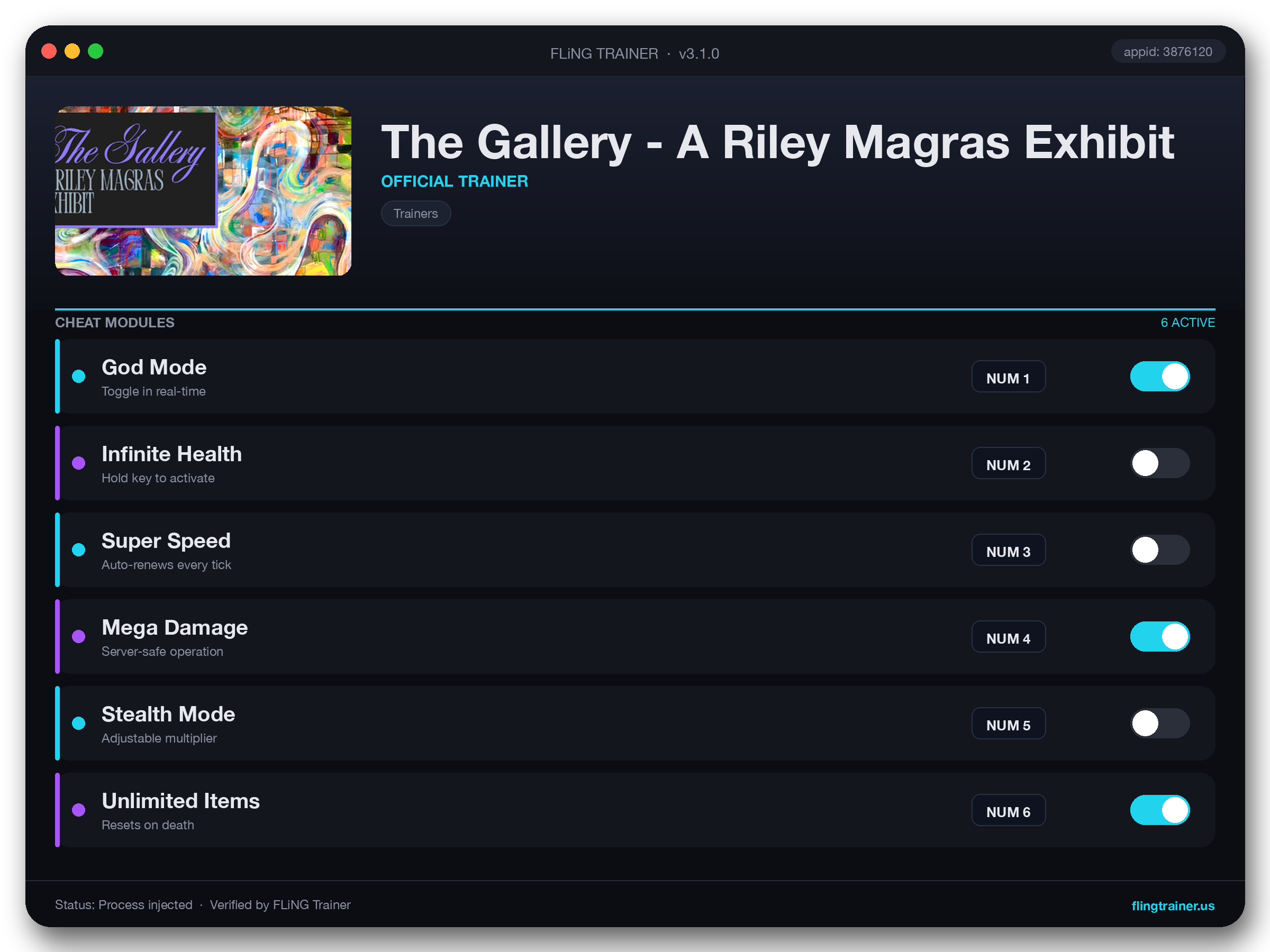 The Gallery - A Riley Magras Exhibit Trainer interface