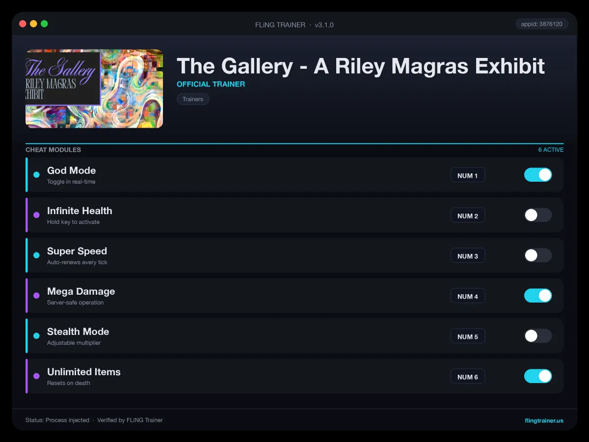 The Gallery - A Riley Magras Exhibit Trainer interface