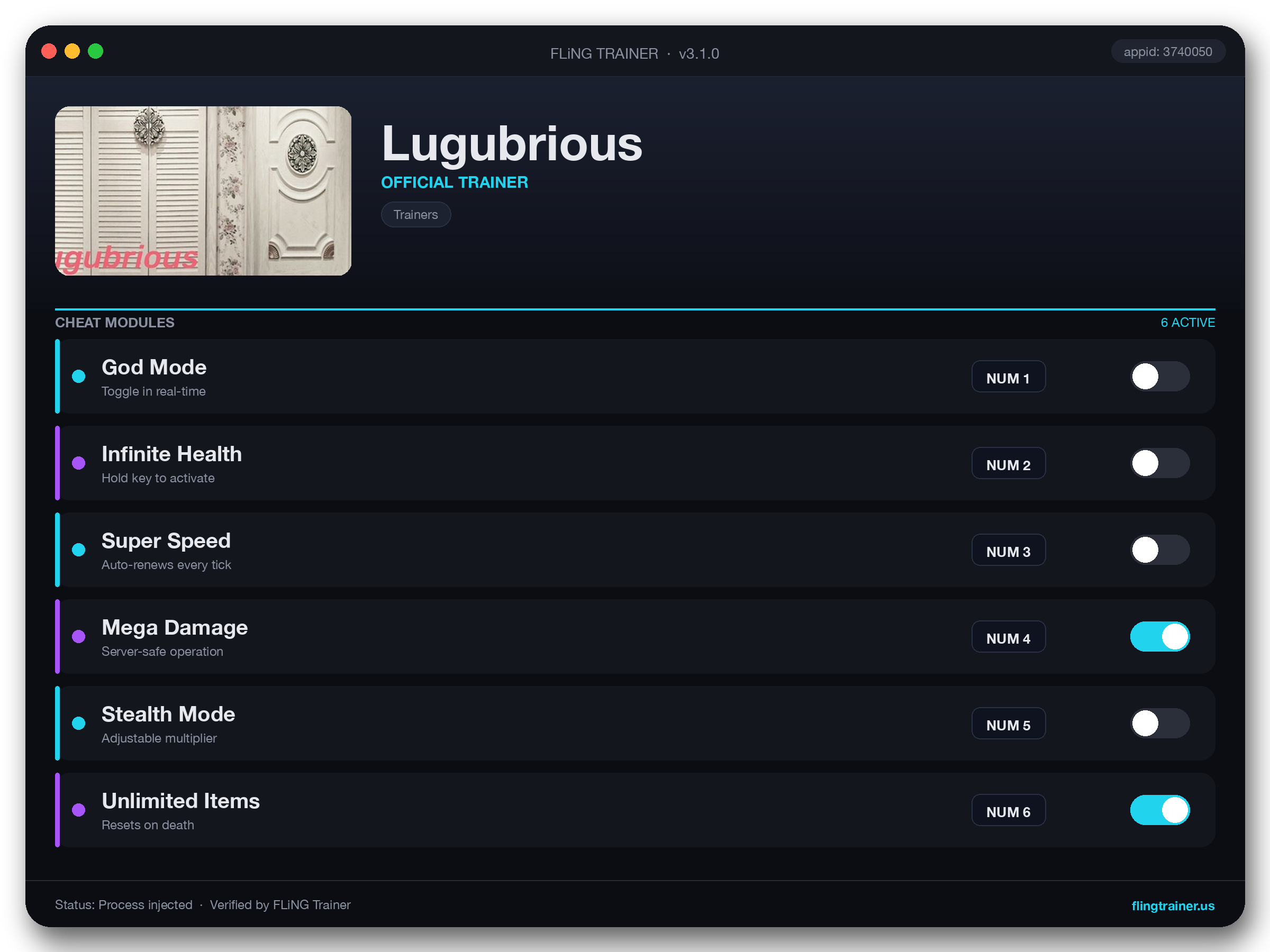 Lugubrious Trainer interface
