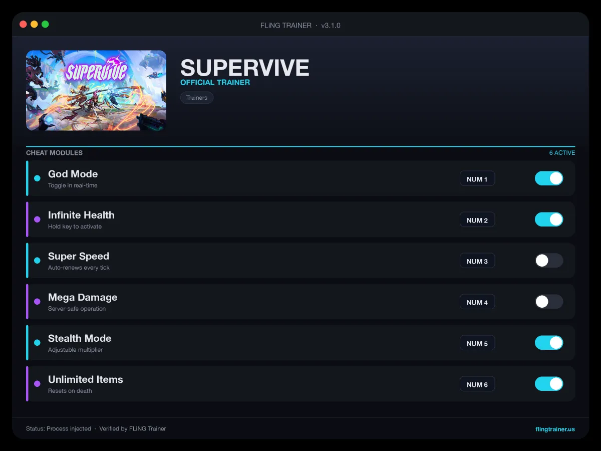 SUPERVIVE Trainer interface