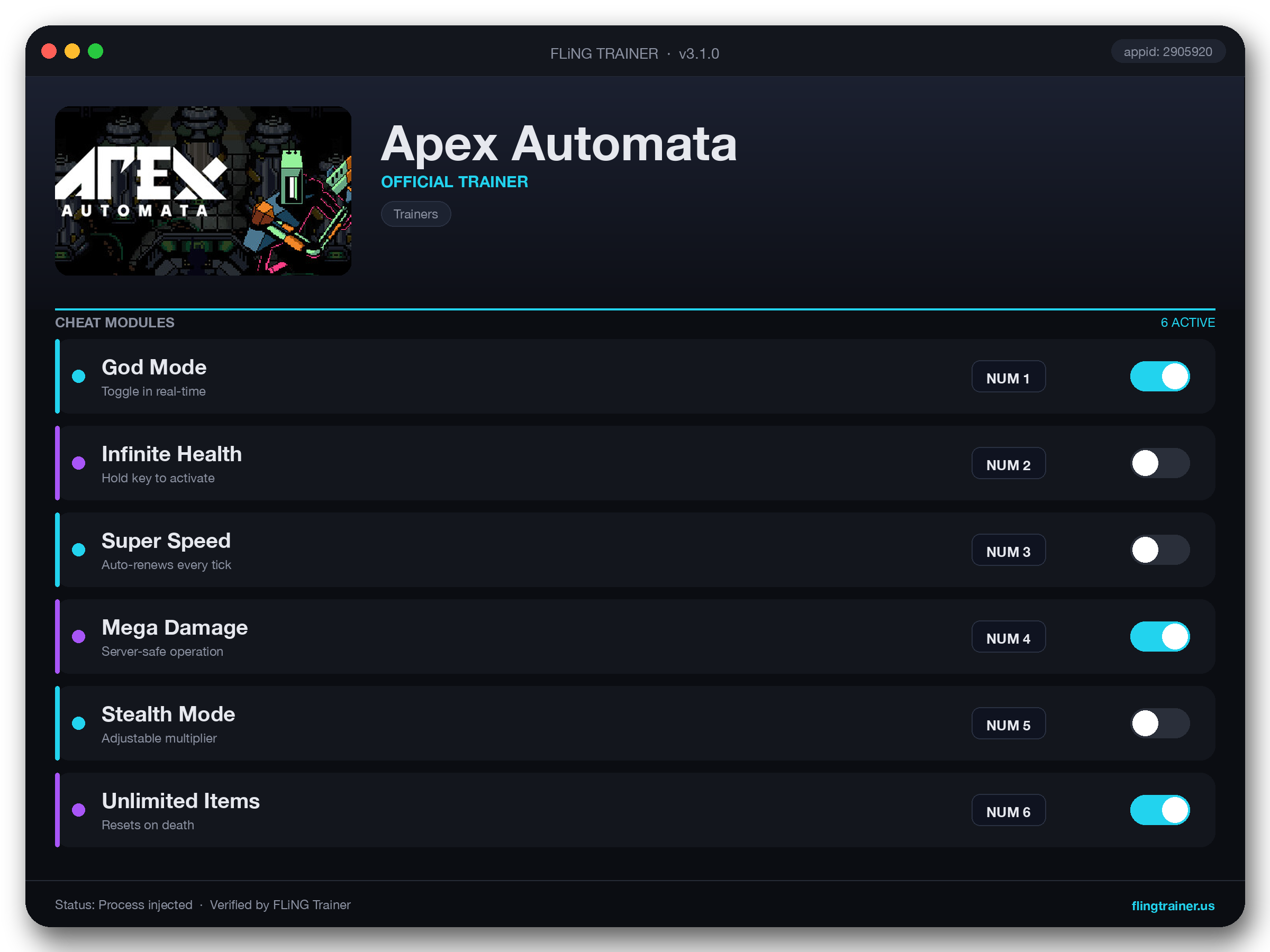 Apex Automata Trainer interface