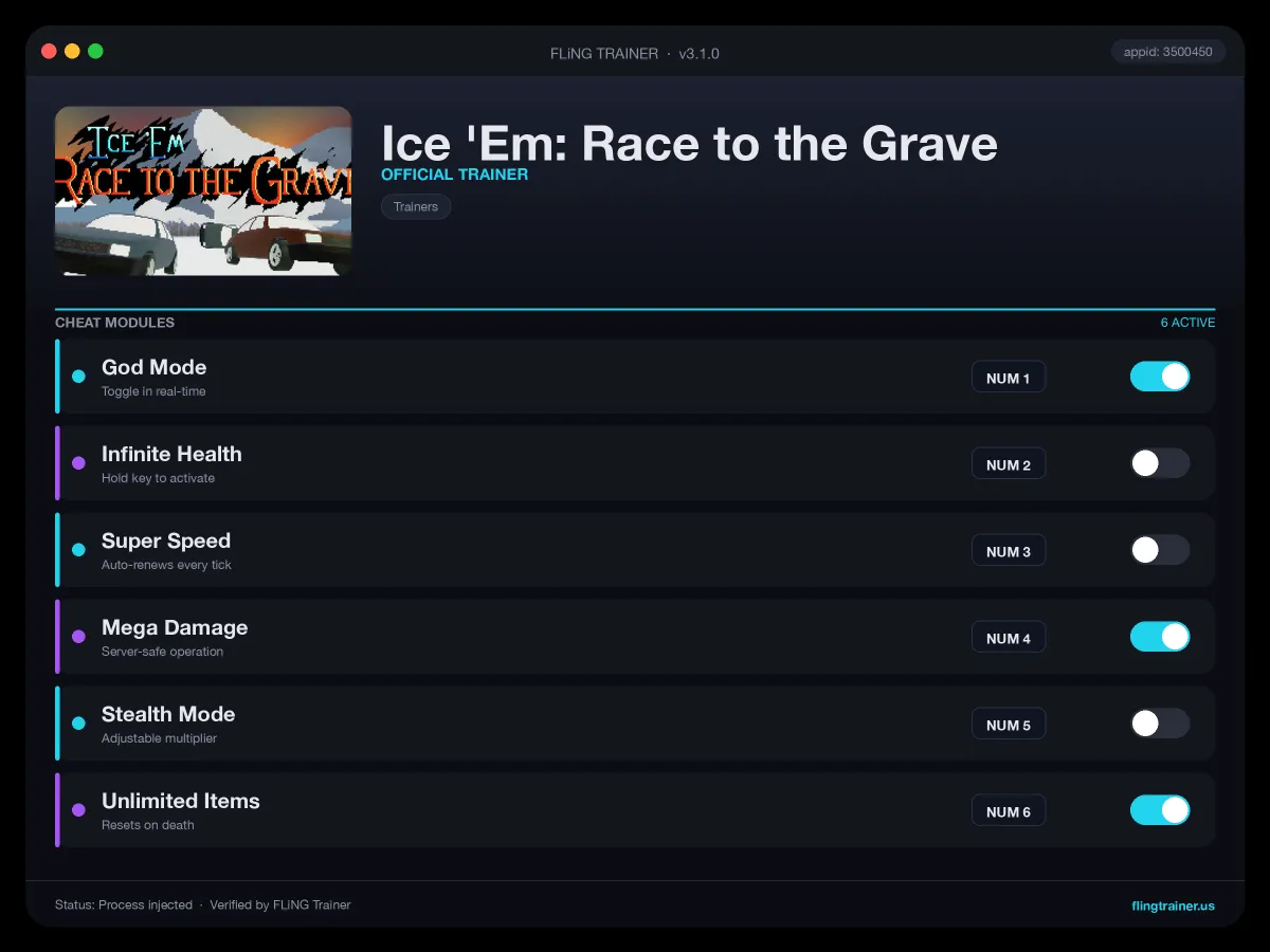 Ice 'Em: Race to the Grave Trainer interface